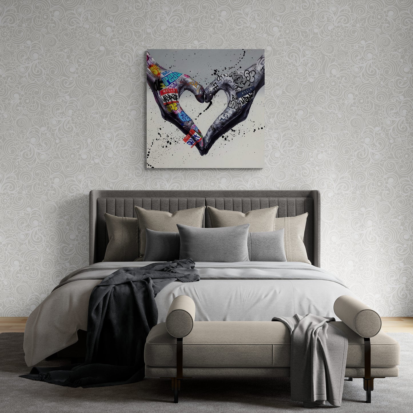 Banksy Heart Hand Street Graffiti Canvas