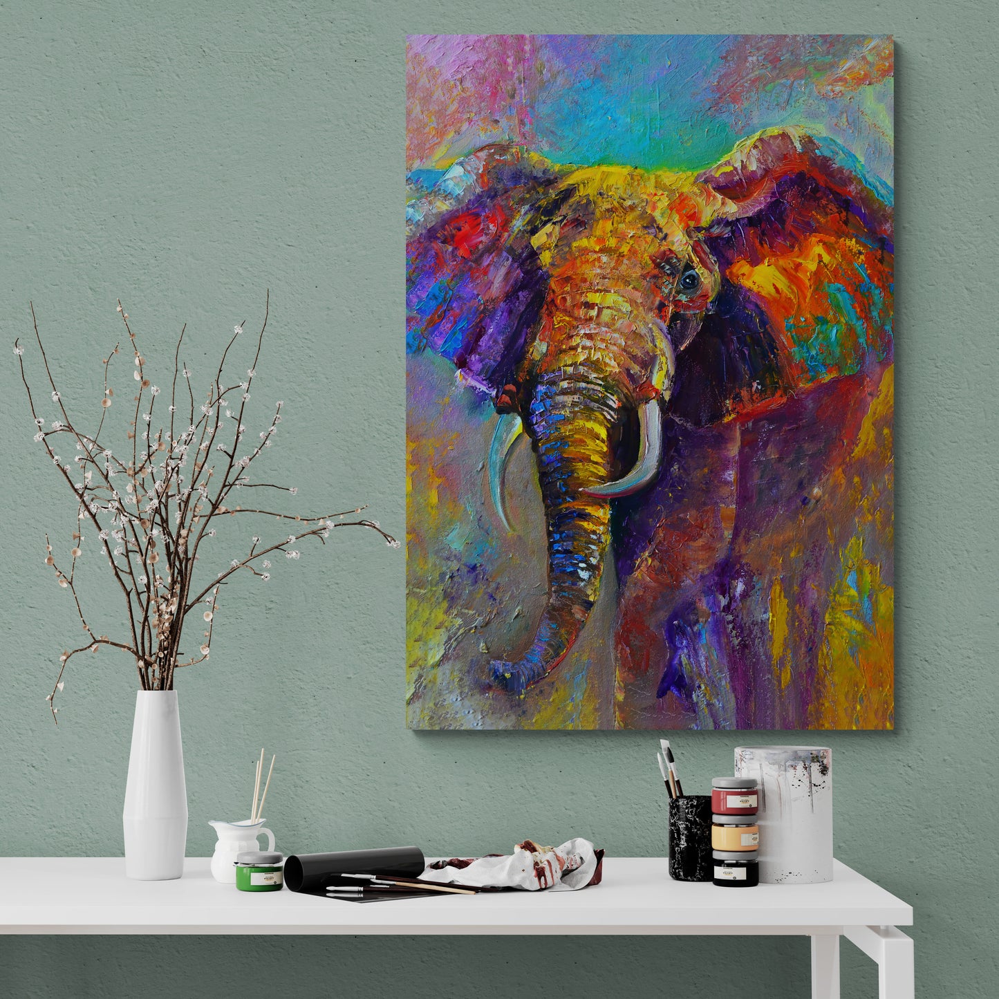 Colorful Elephant Canvas Art