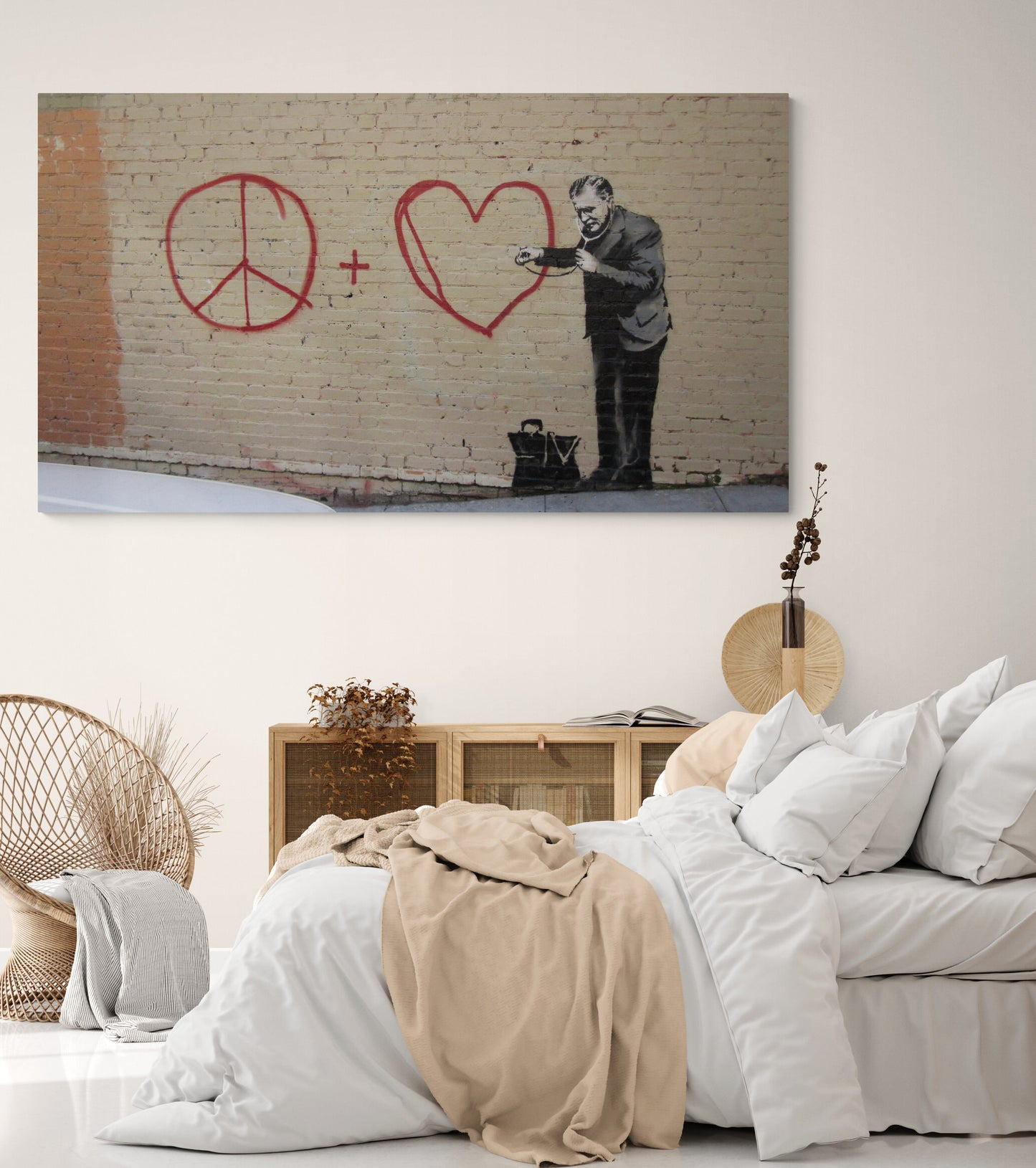 Banksy Peaceful Hearts Doctor Art Canvas