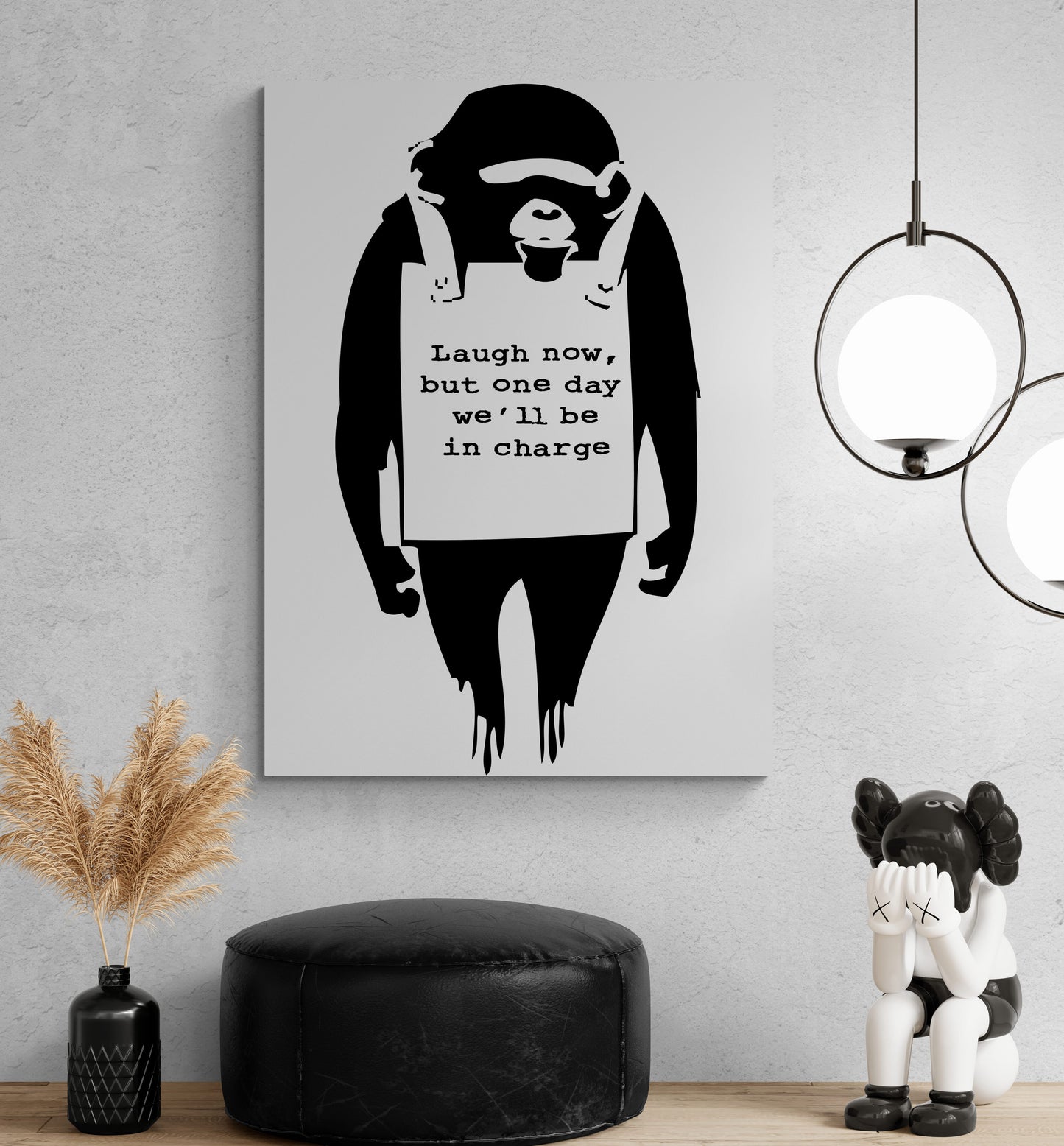 Banksy Monkey laugh now We all be in charge one day Art Canvas