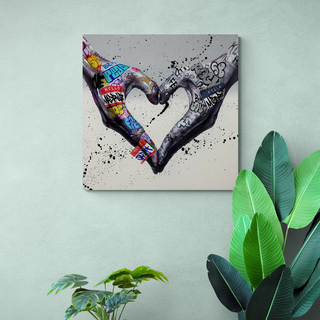 Banksy Heart Hand Street Graffiti Canvas