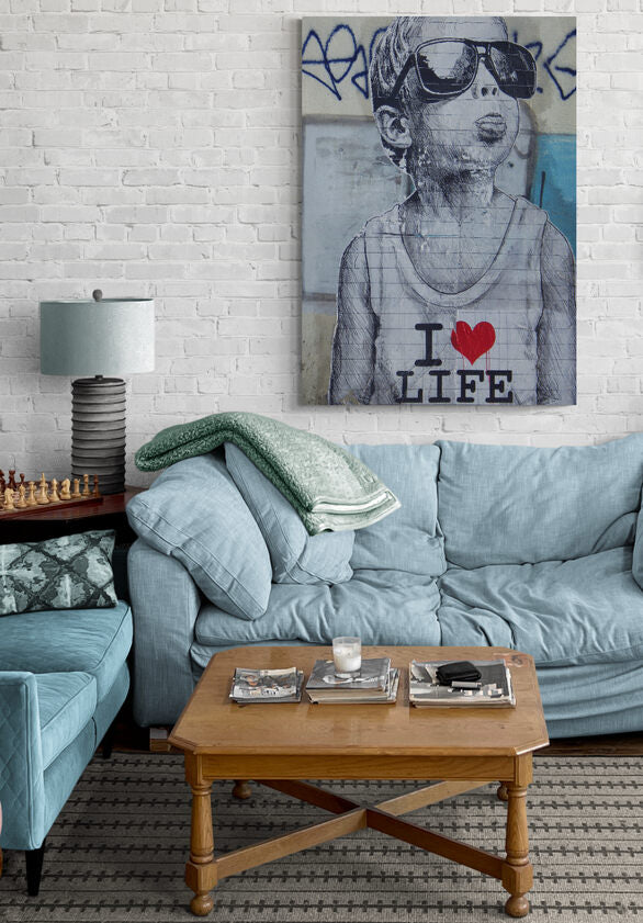 Banksy I love life boy Art Canvas