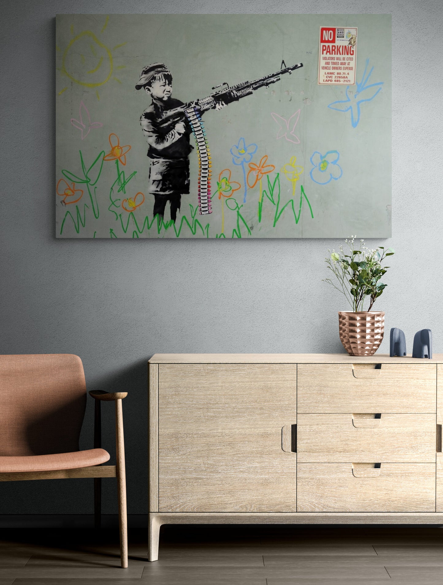 Banksy Crayon Shooter Boy with Crayon Gun Art Canvas