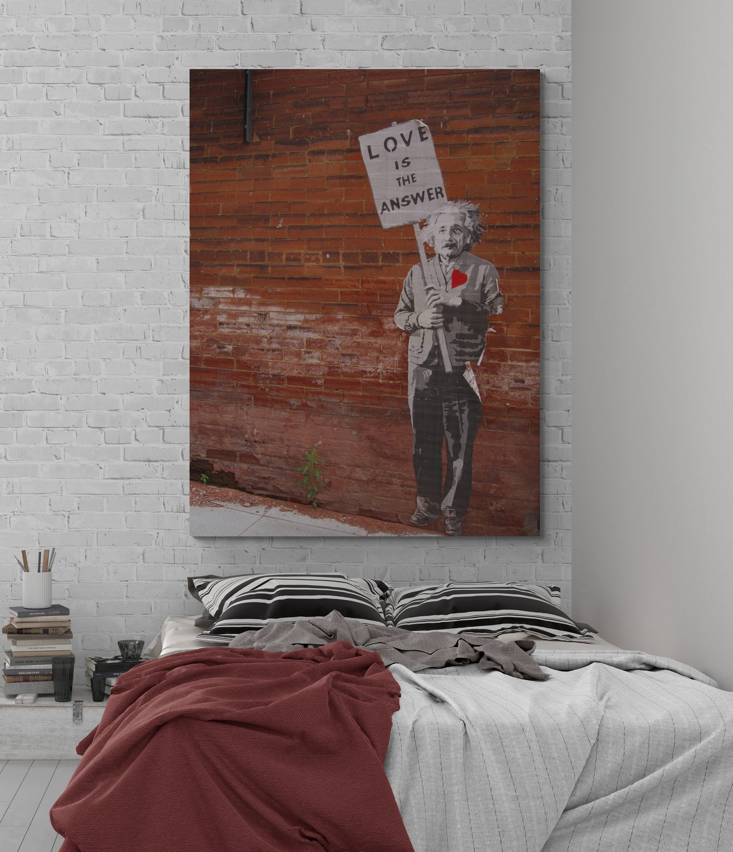 Banksy Einstein Love is the Answer Art Canvas