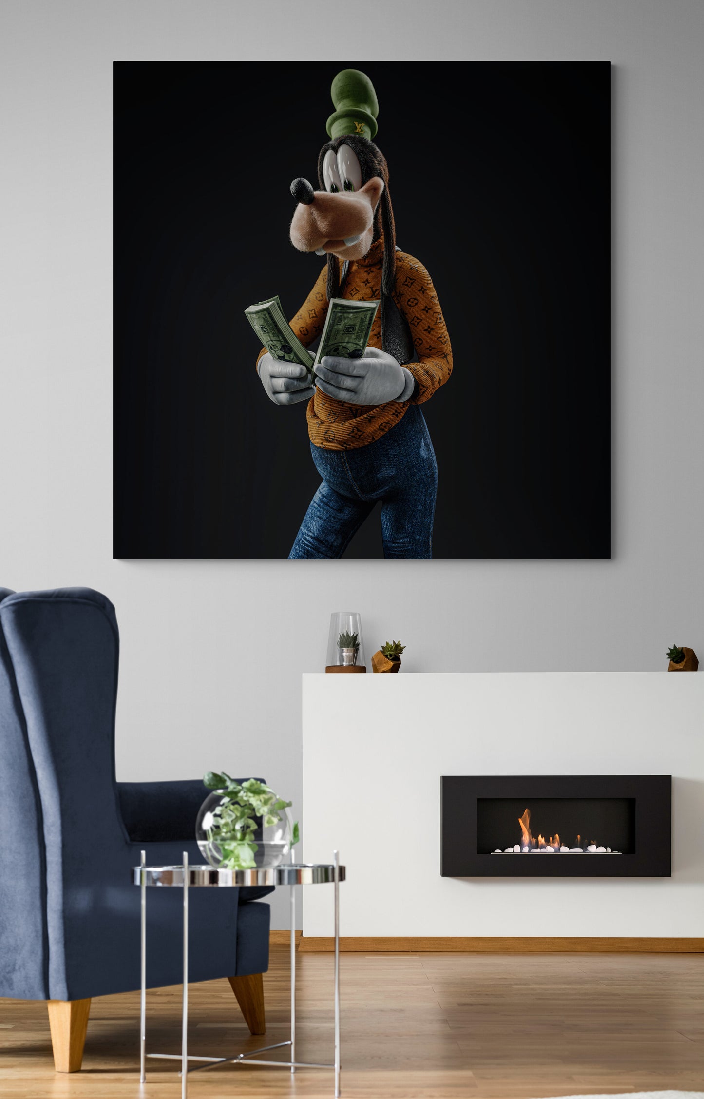 Goofy Money Dollar Canvas Art