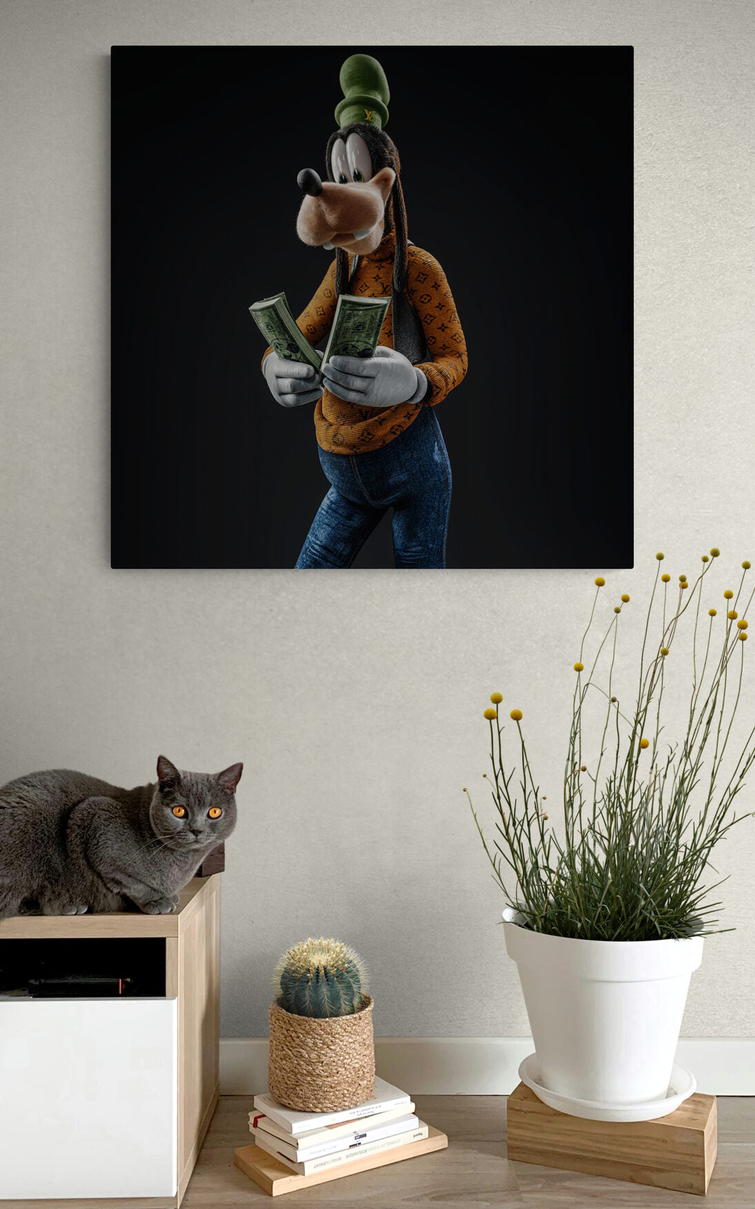 Goofy Money Dollar Canvas Art