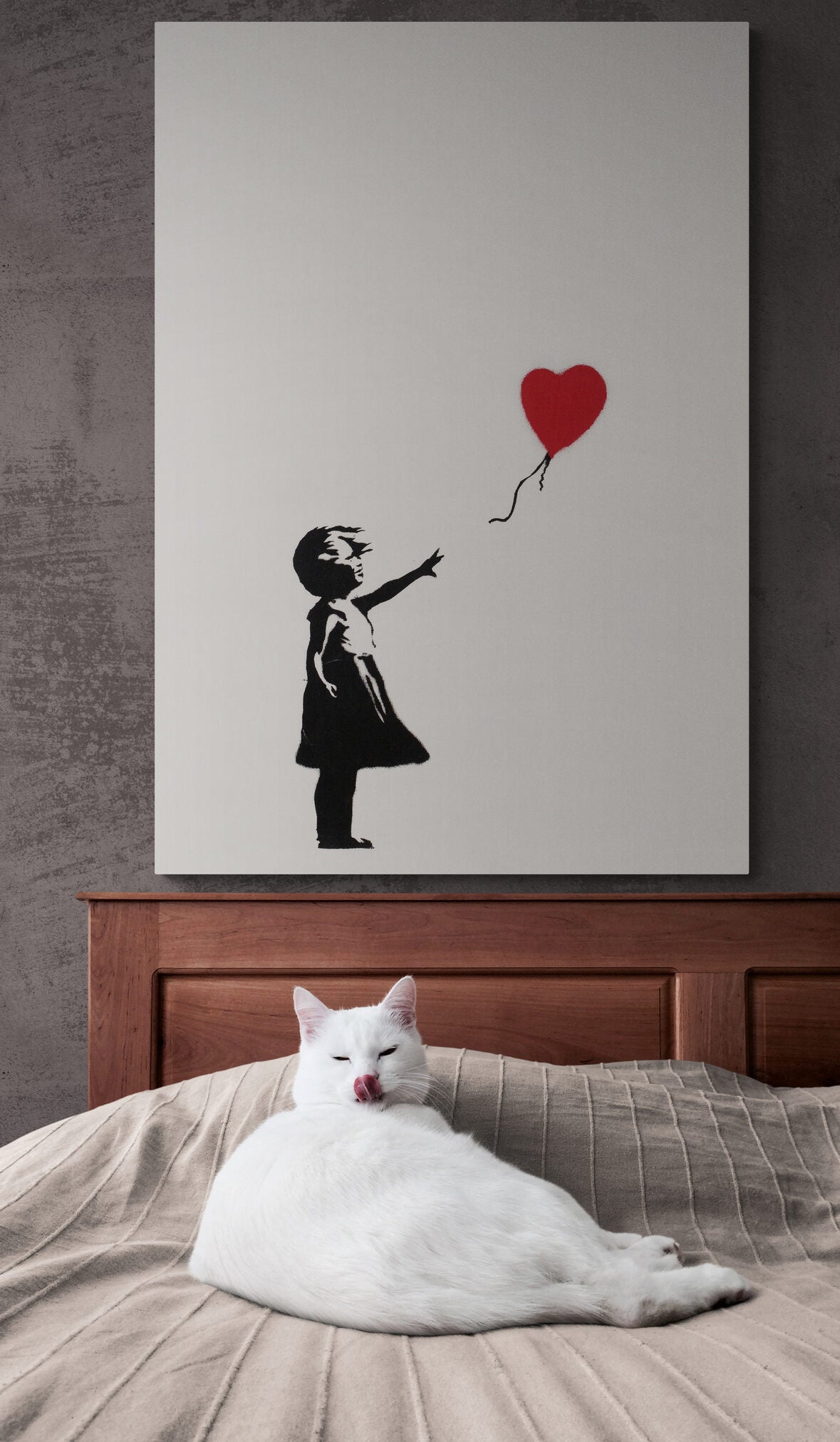 Banksy Girl with Red Heart Balloon Art Canvas