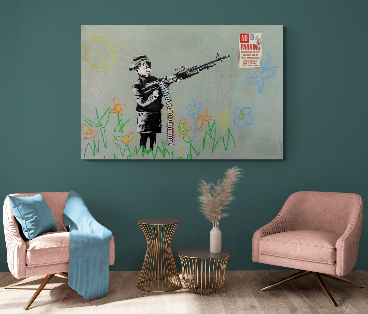 Banksy Crayon Shooter Boy with Crayon Gun Art Canvas