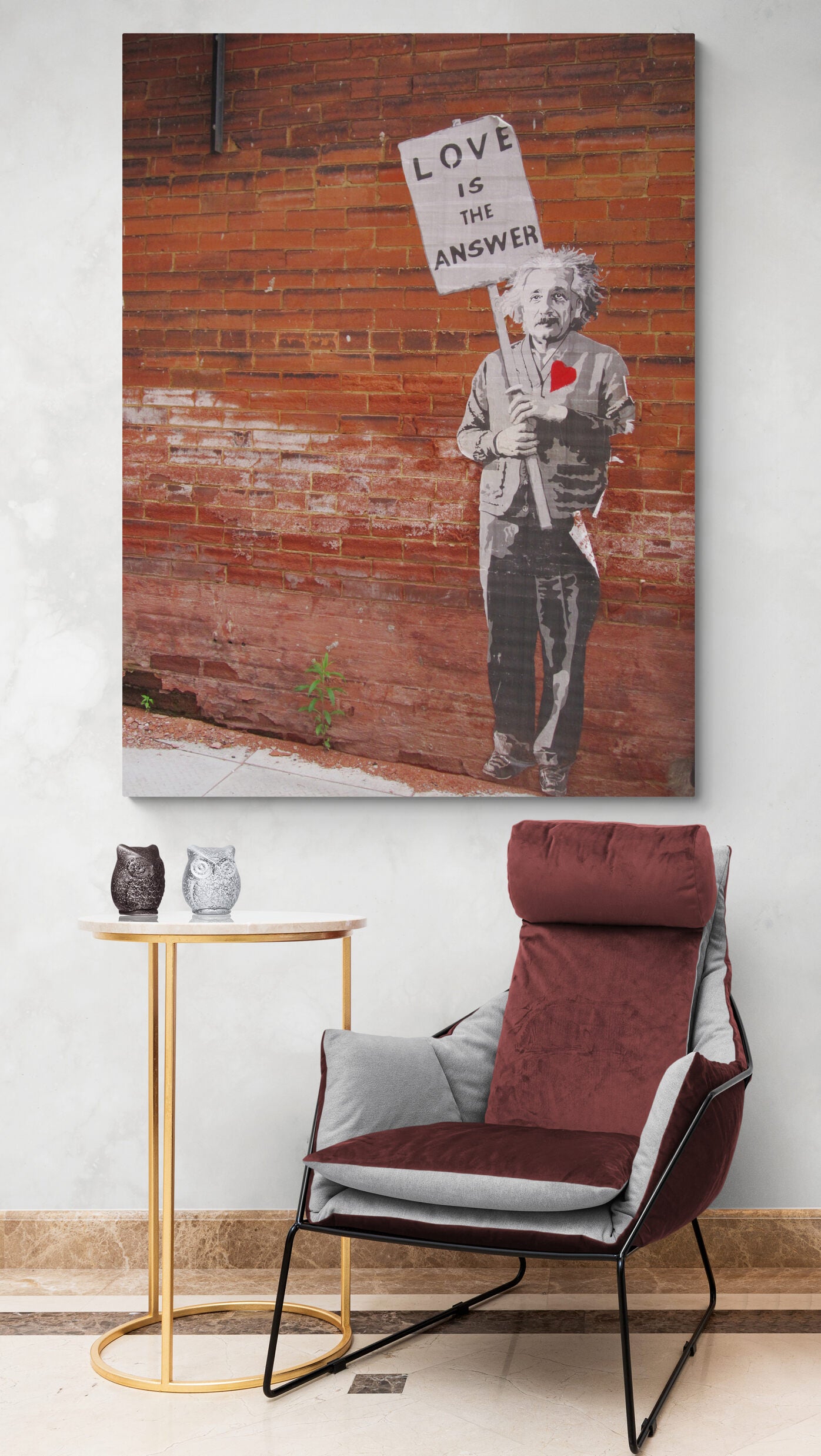 Banksy Einstein Love is the Answer Art Canvas