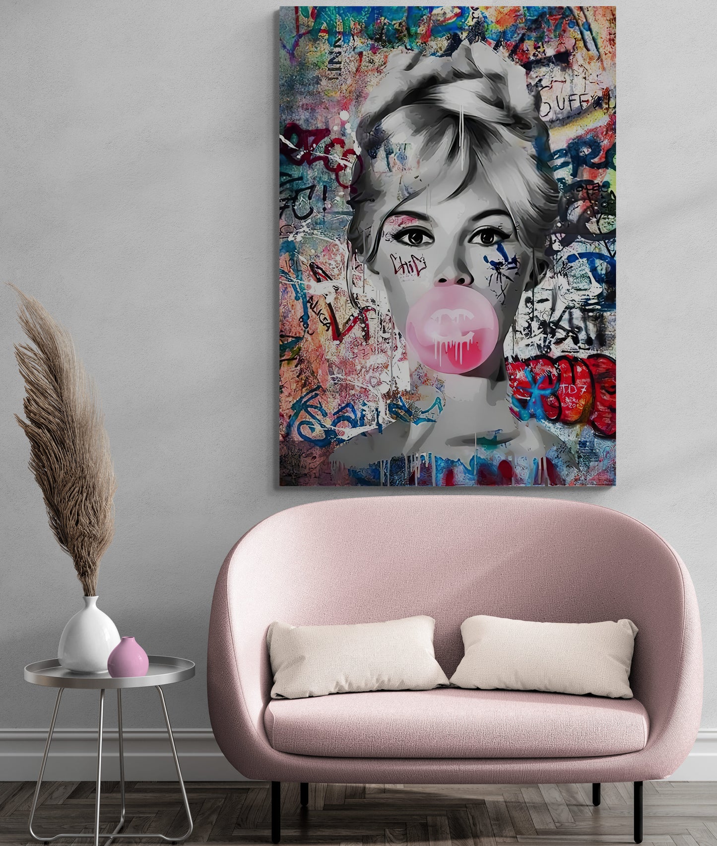 Brigitte Bardot Pink Bubble Gum Canvas Art