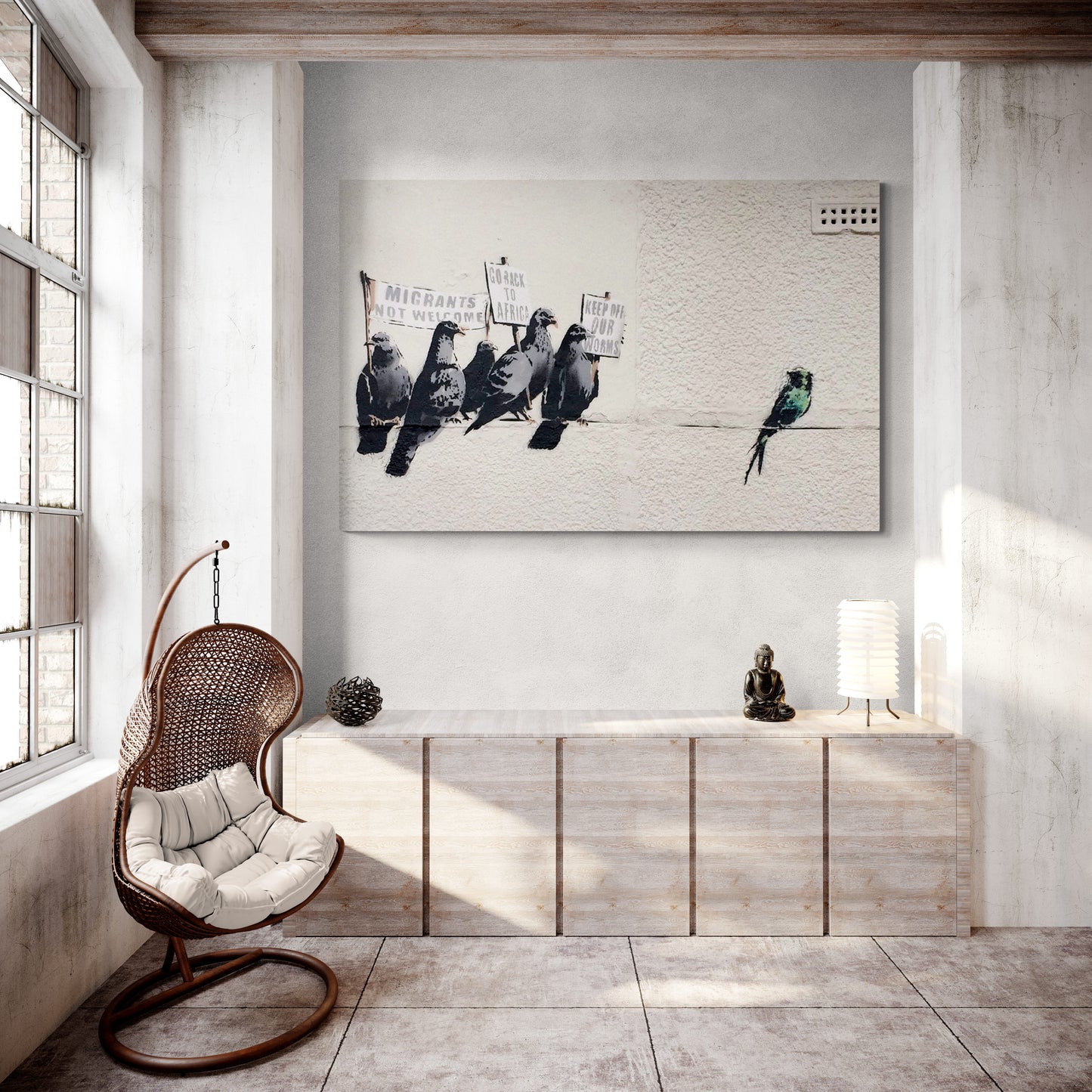 Banksy Street Art Protesting Birds Canvas