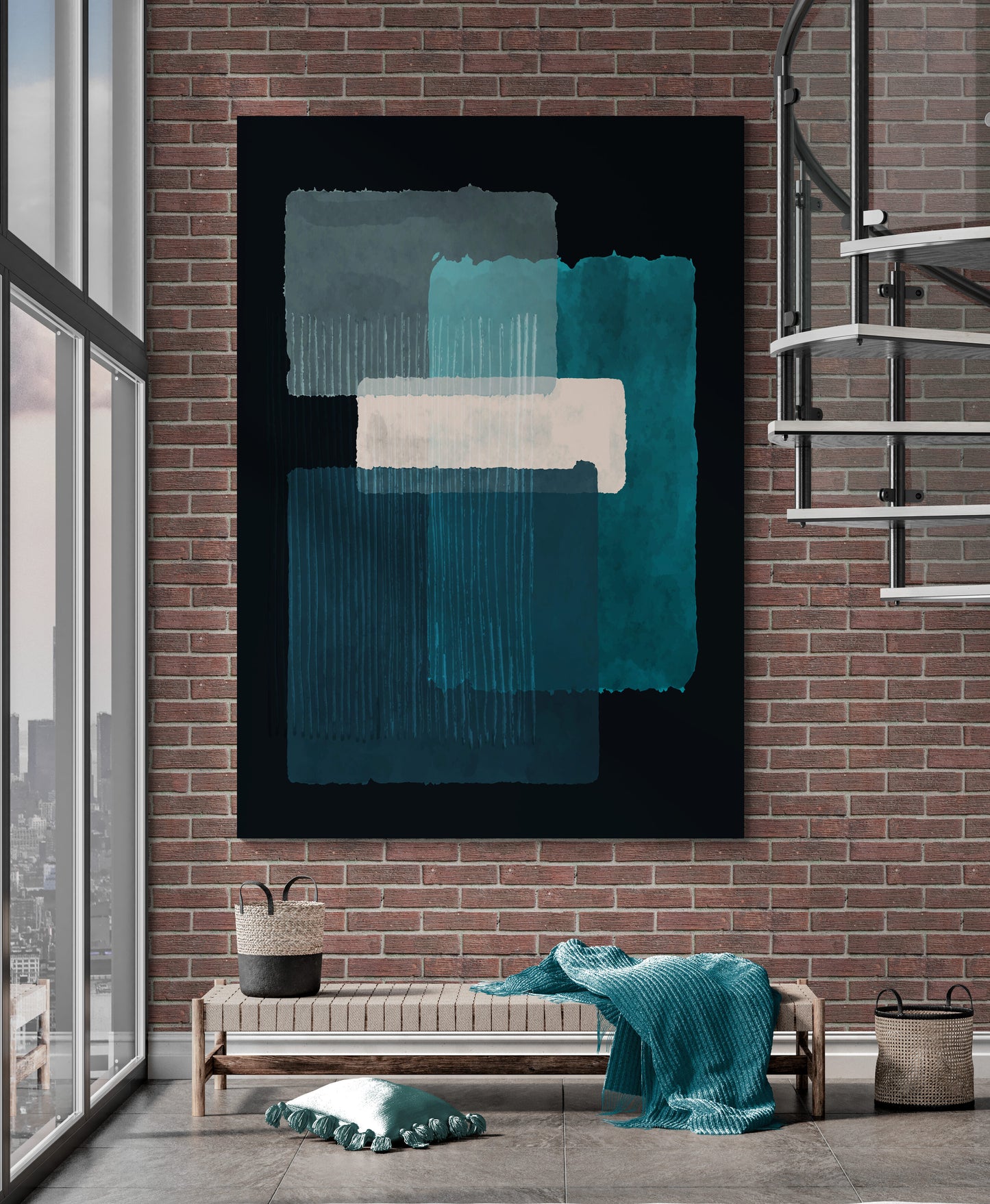 Mark Rothko Turquoise Black White Canvas Art
