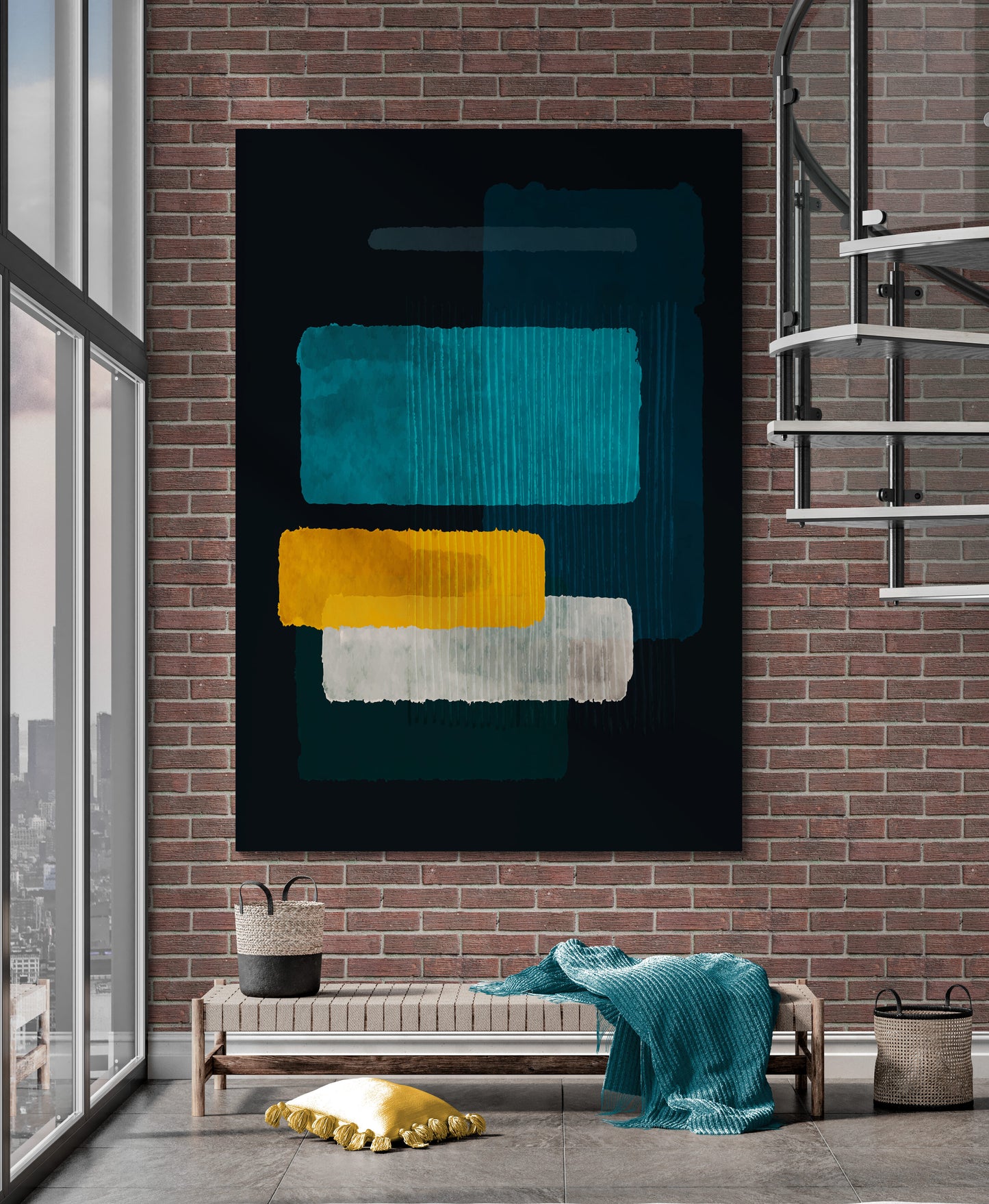 Mark Rothko Turquoise Black Orange White Canvas Art