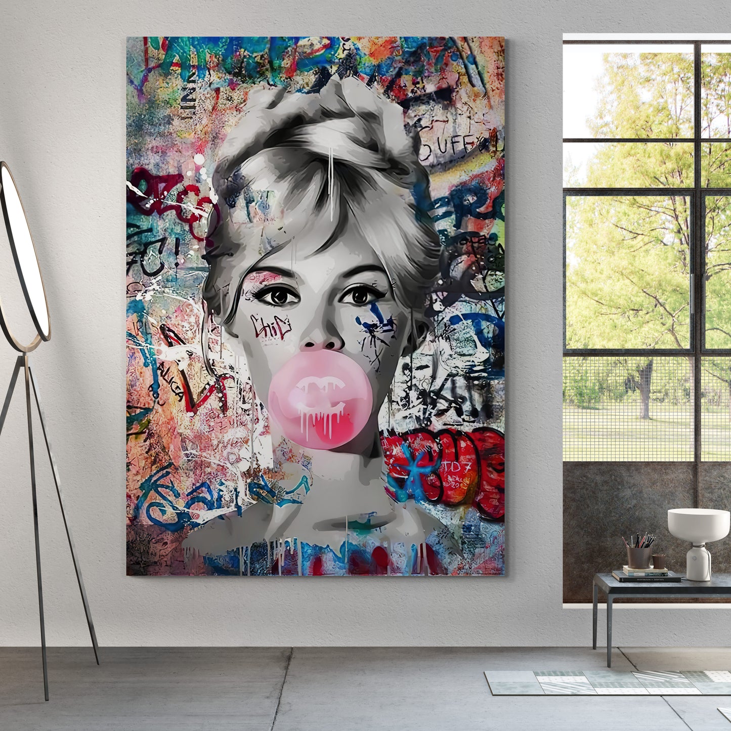 Brigitte Bardot Pink Bubble Gum Canvas Art