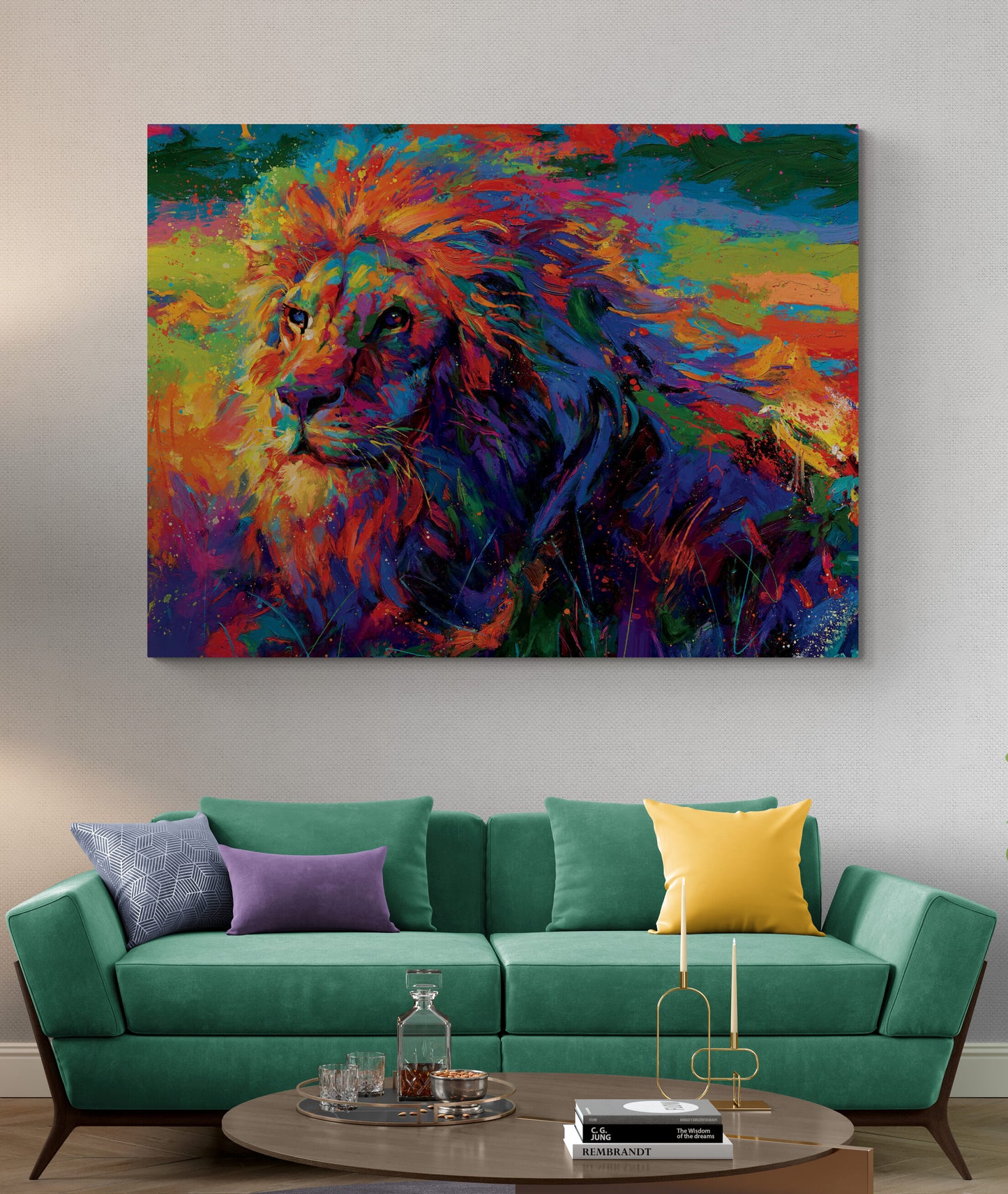 Colorful Lion Canvas Art