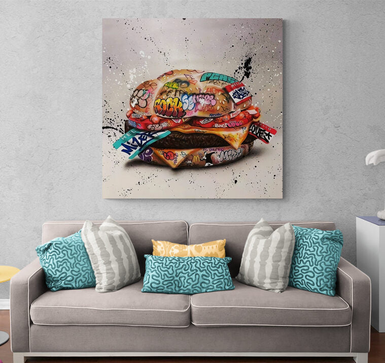 Banksy Hamburger Graffiti Canvas Art
