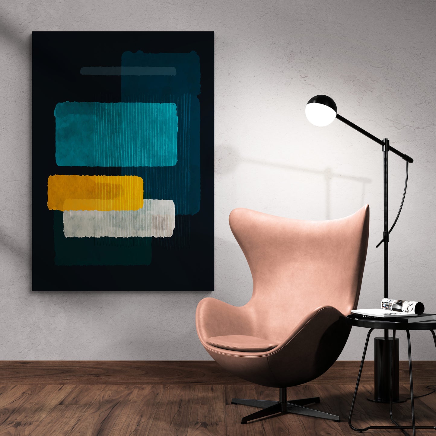 Mark Rothko Turquoise Black Orange White Canvas Art