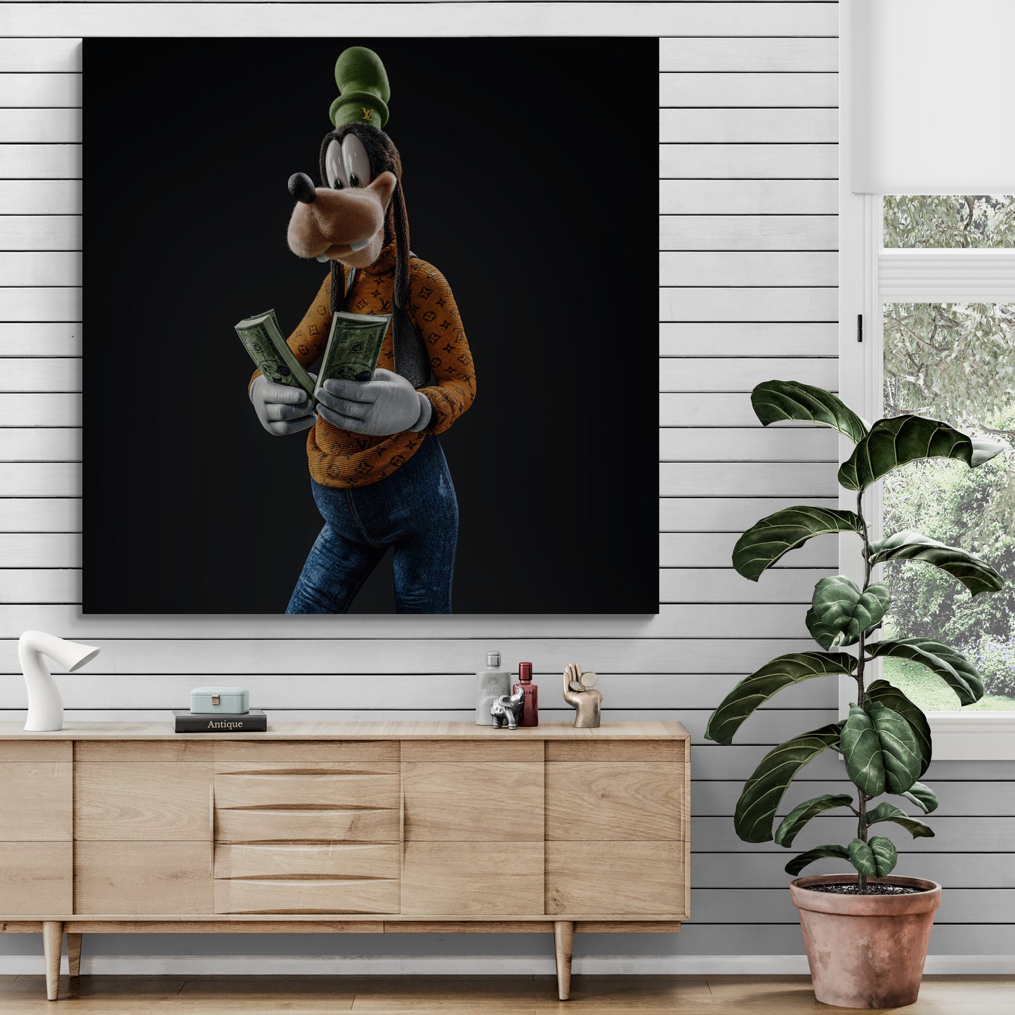 Goofy Money Dollar Canvas Art
