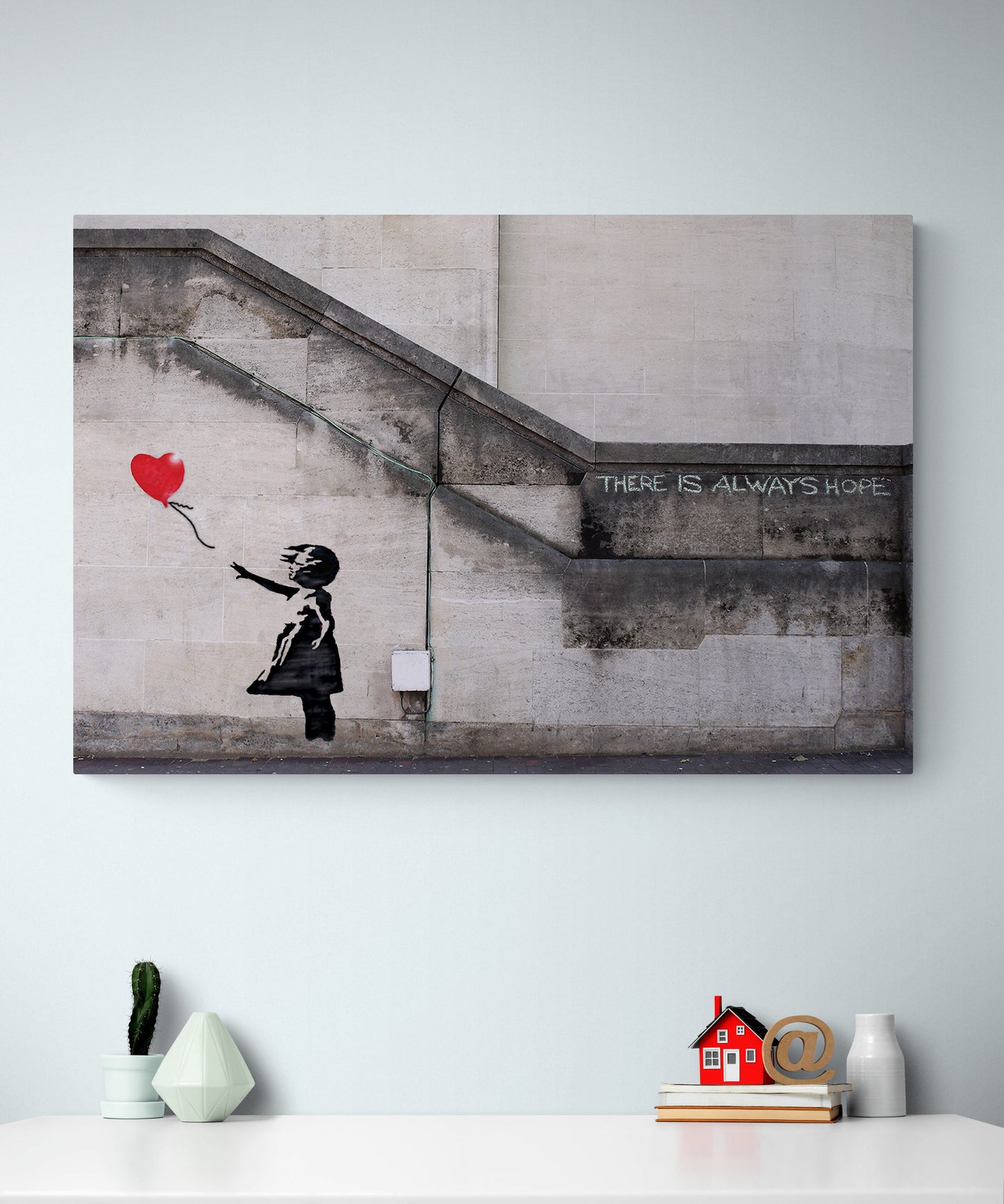 Banksy Girl with Red Heart Balloon Art Canvas