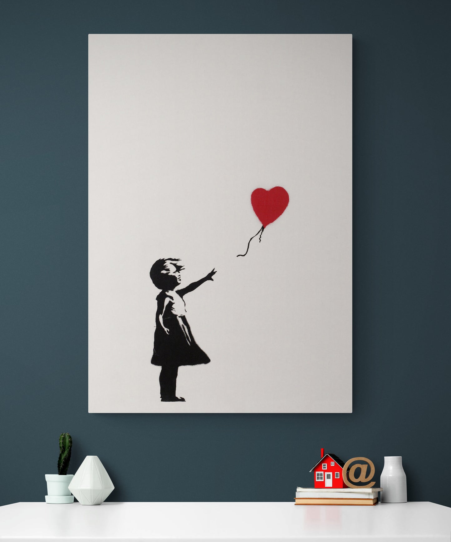 Banksy Girl with Red Heart Balloon Art Canvas