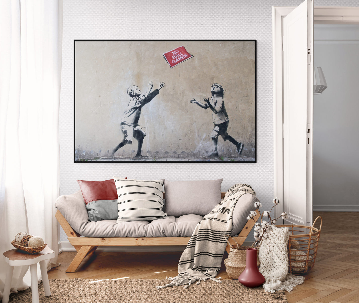 Banksy No Ball Games Art Canvas