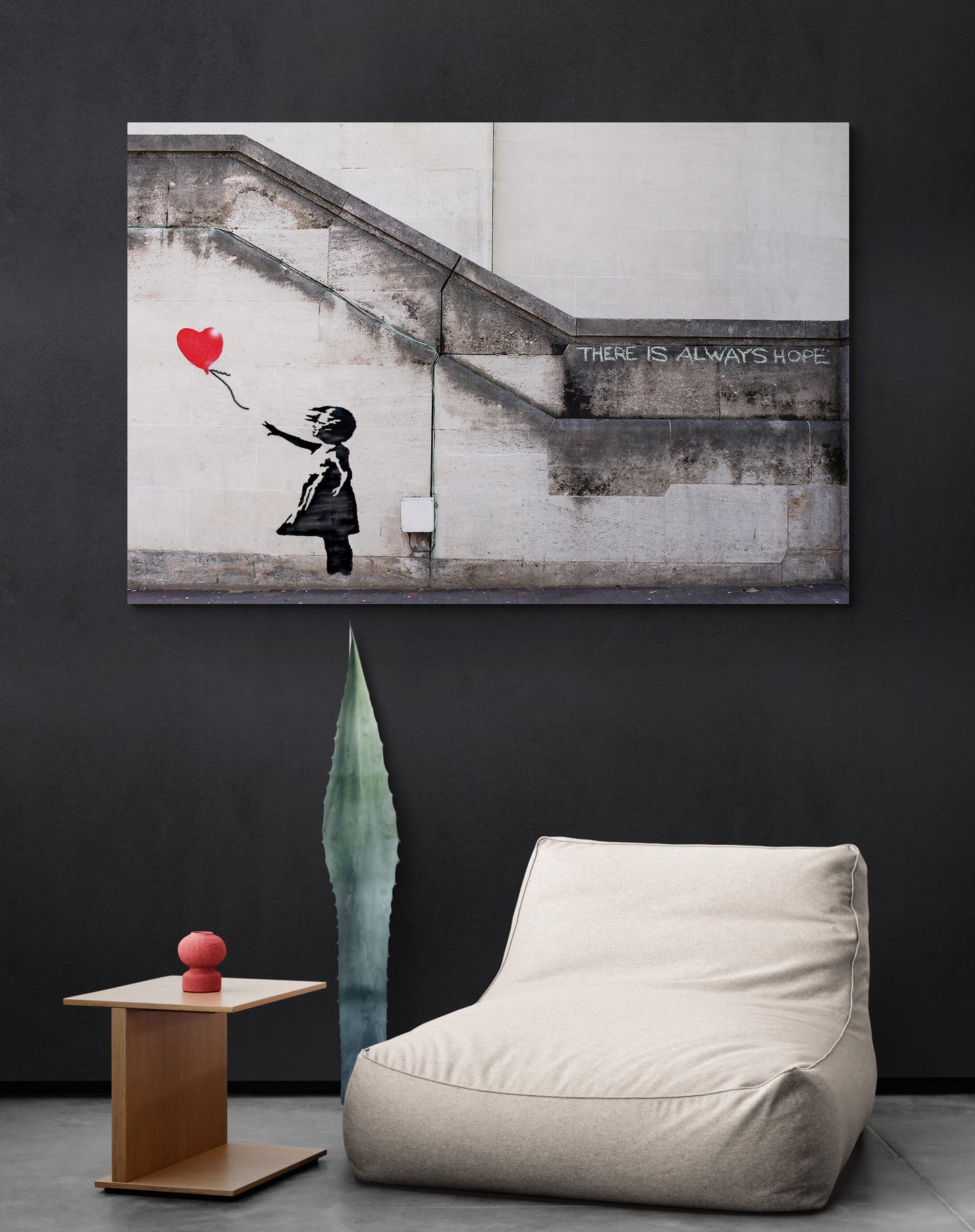 Banksy Girl with Red Heart Balloon Art Canvas