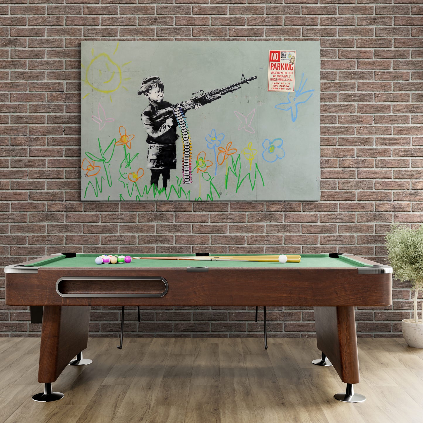 Banksy Crayon Shooter Boy with Crayon Gun Art Canvas