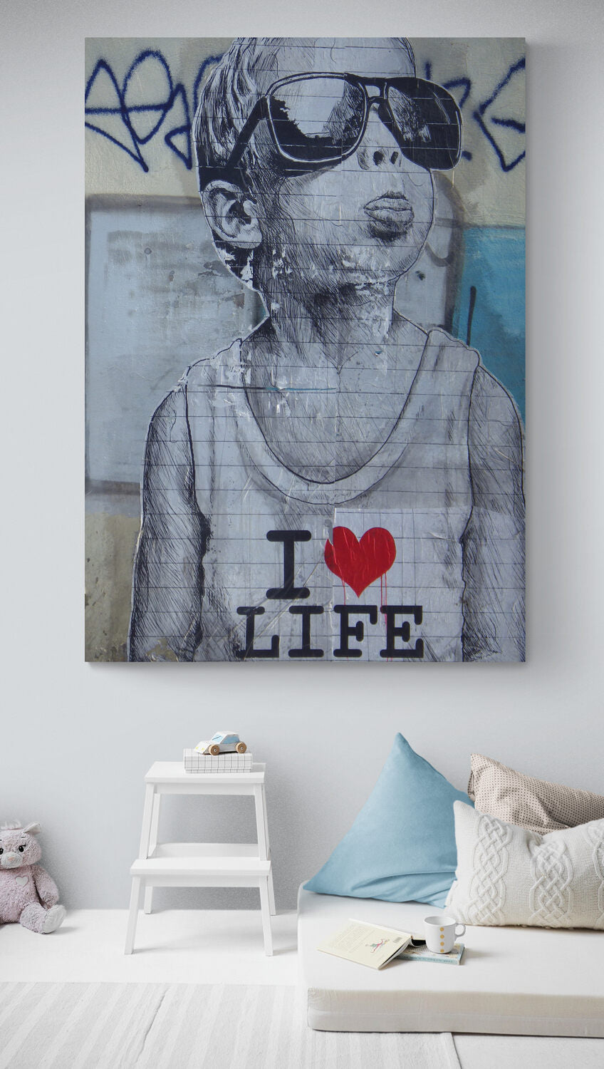 Banksy I love life boy Art Canvas