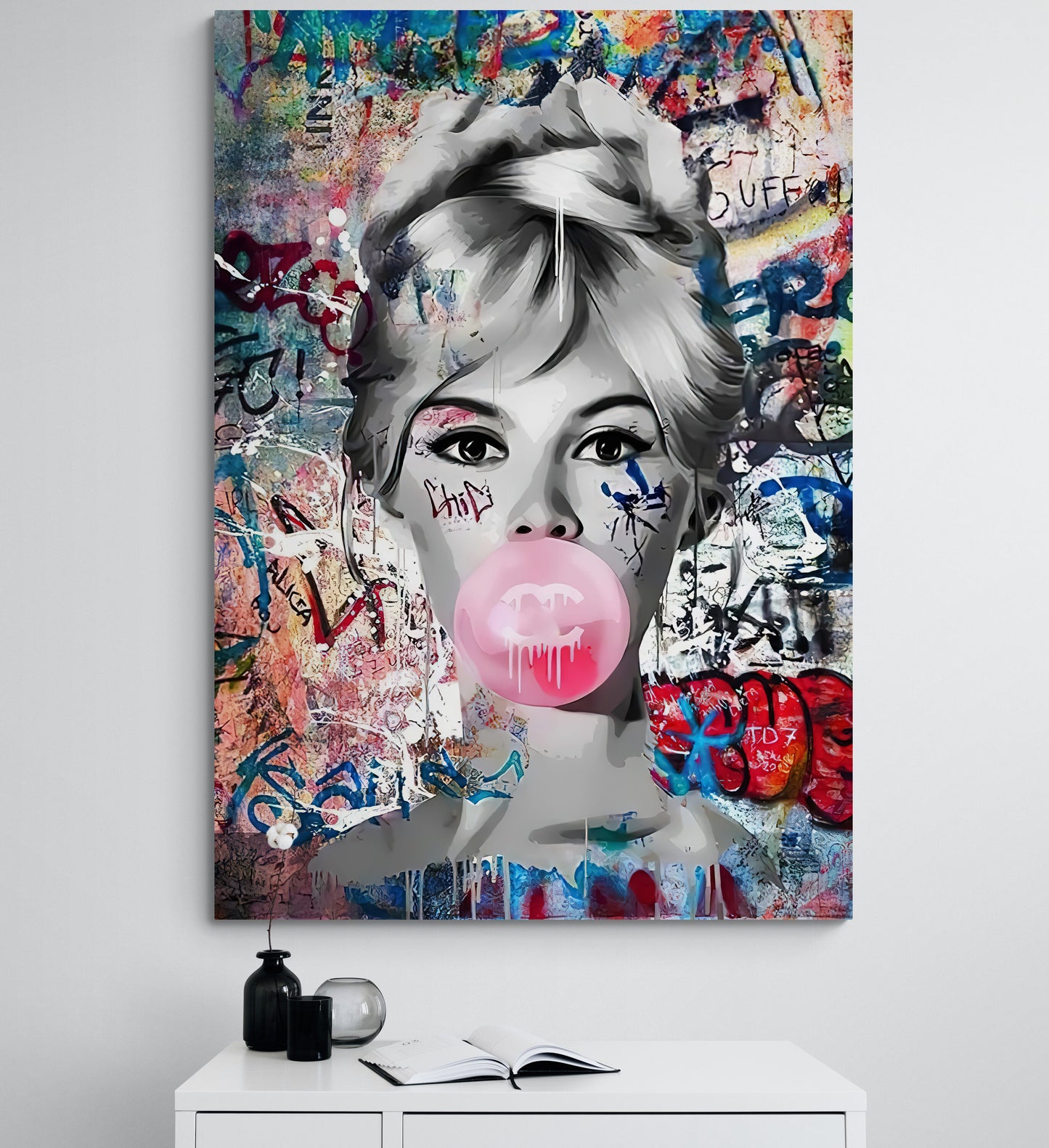 Brigitte Bardot Pink Bubble Gum Canvas Art