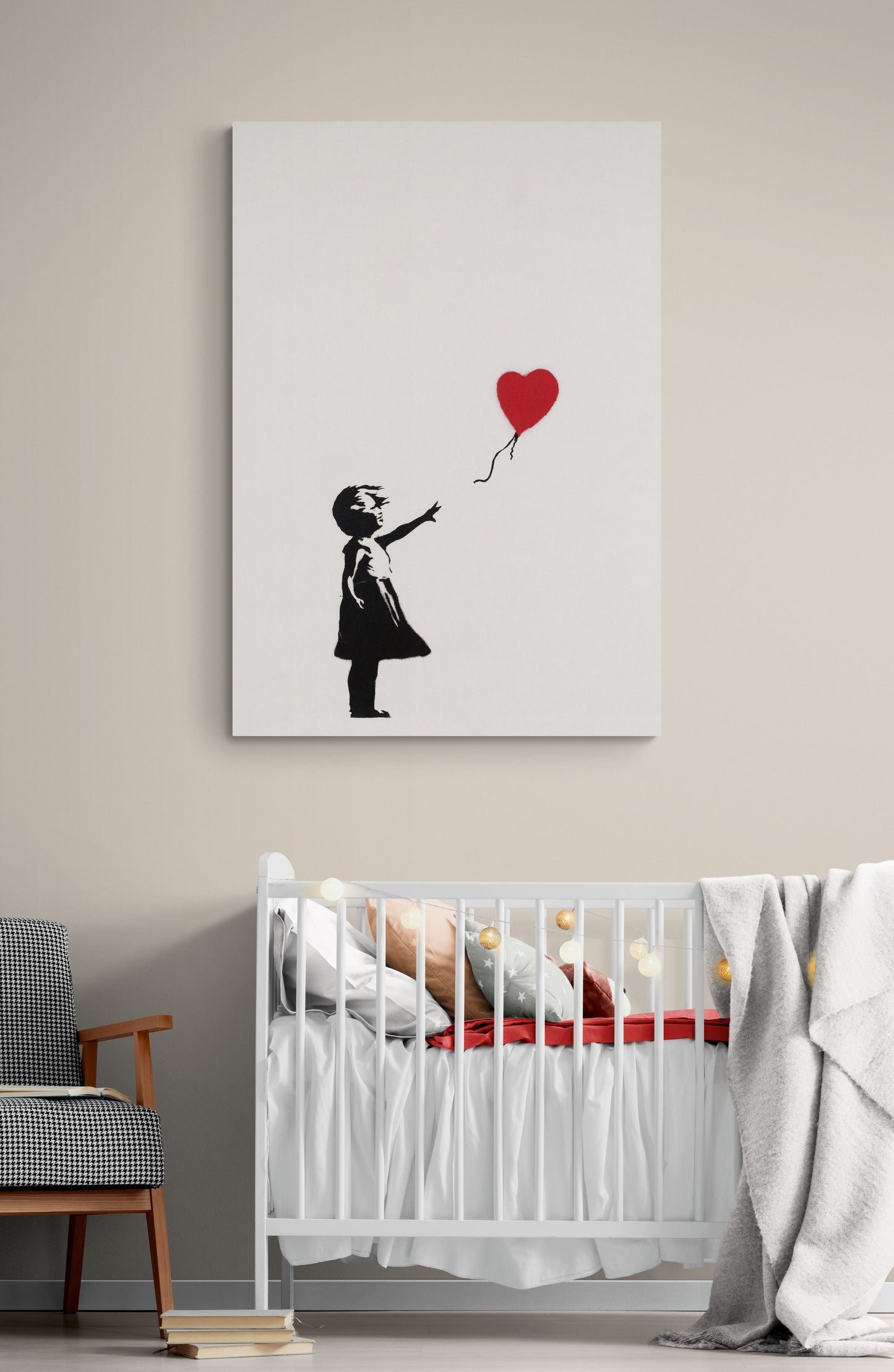 Banksy Girl with Red Heart Balloon Art Canvas