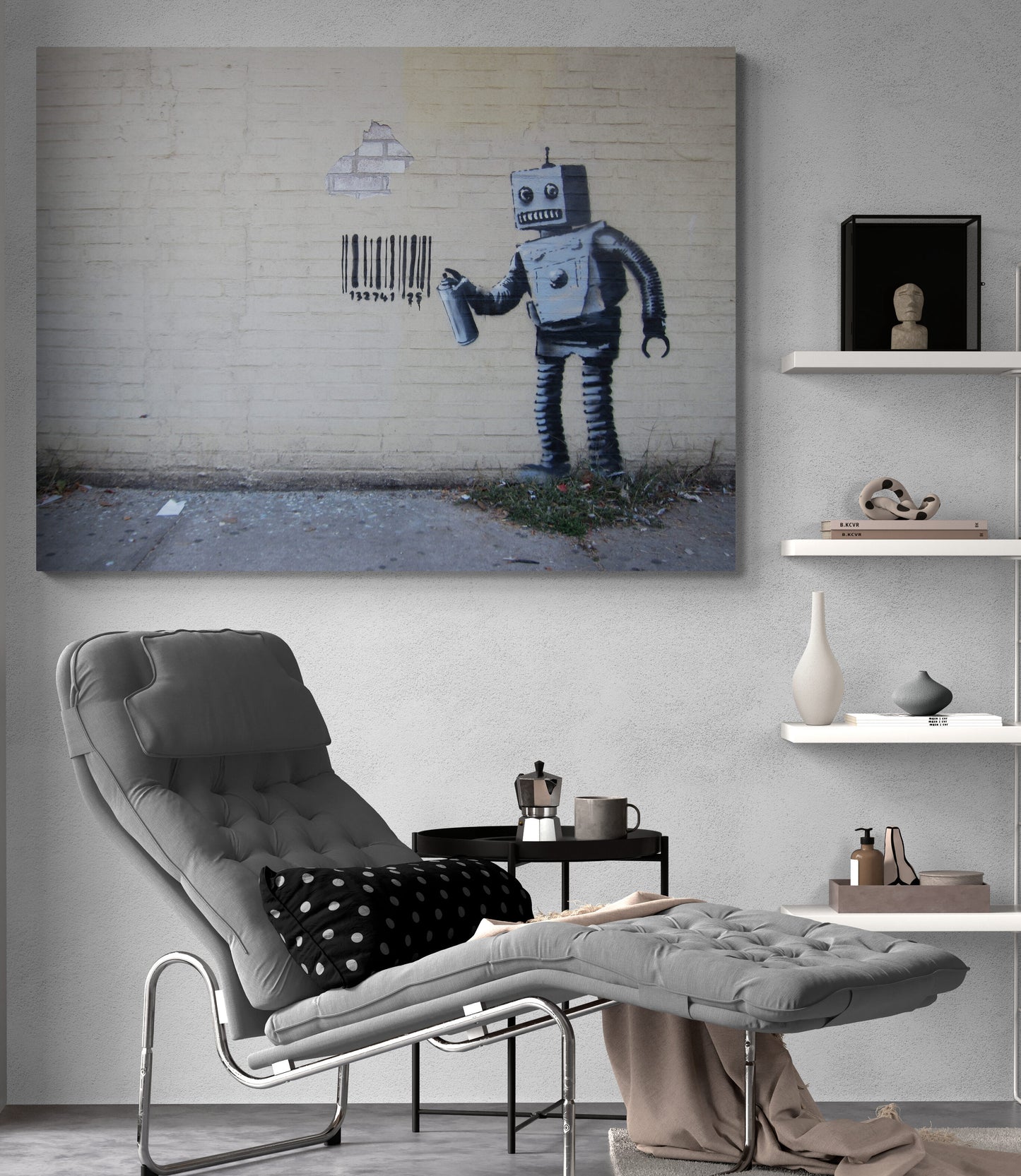 Banksy Robot Barcode Coney Island Art Canvas