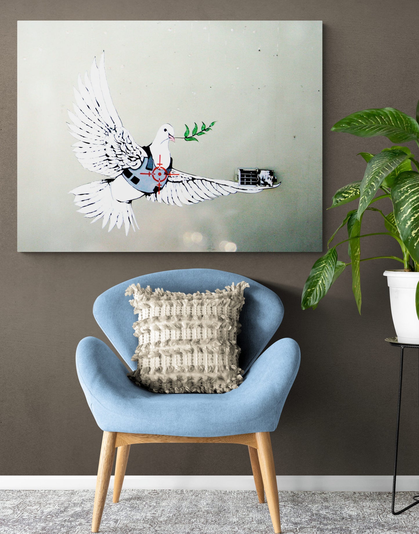 Banksy Armored Peace Dove Wall Art Canvas