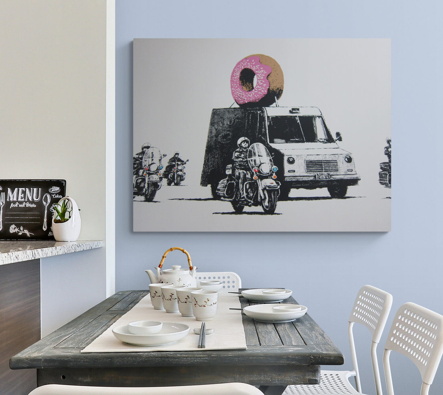 Banksy Strawberry Donuts Art Canvas