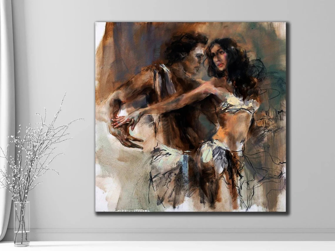 Salsa Dancer Couple Modern Abstract Wall Decor