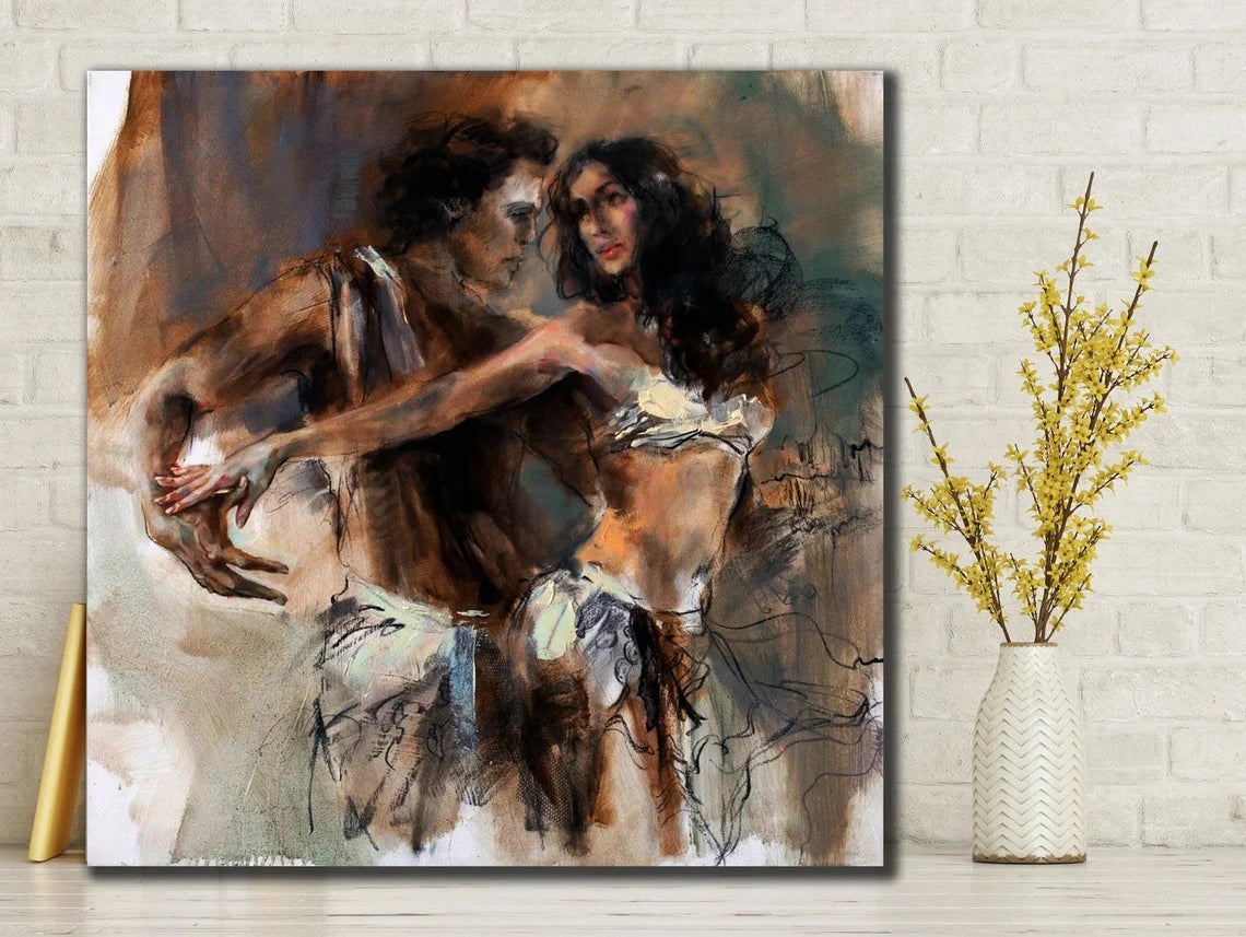 Salsa Dancer Couple Modern Abstract Wall Decor