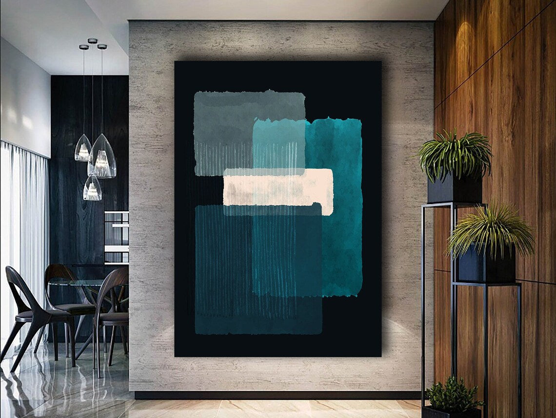Mark Rothko Turquoise Black White Canvas Art