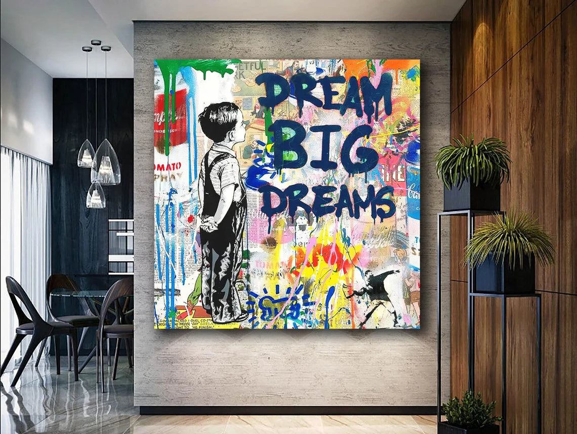Mr Brainwash Dream Big Dreams Art Canvas