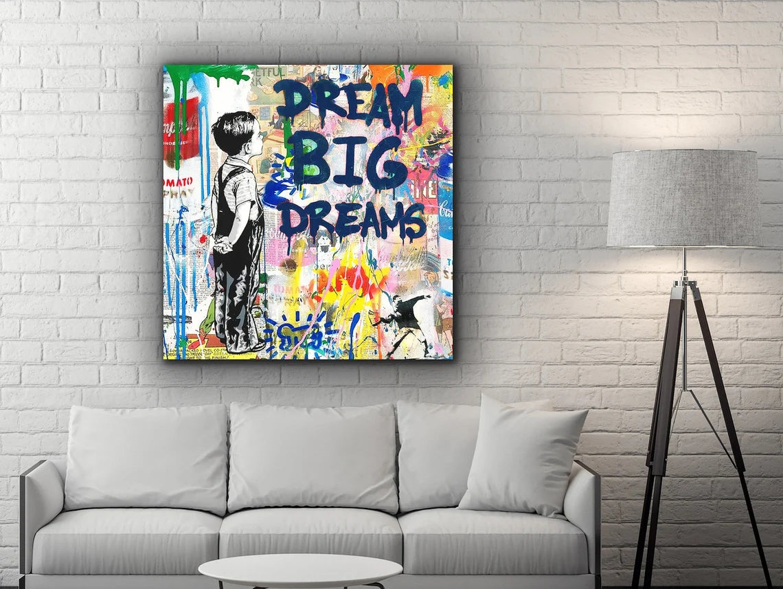 Mr Brainwash Dream Big Dreams Art Canvas