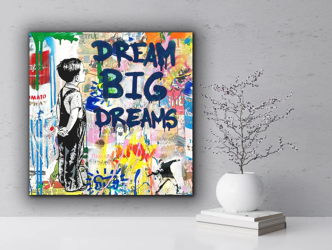 Mr Brainwash Dream Big Dreams Art Canvas