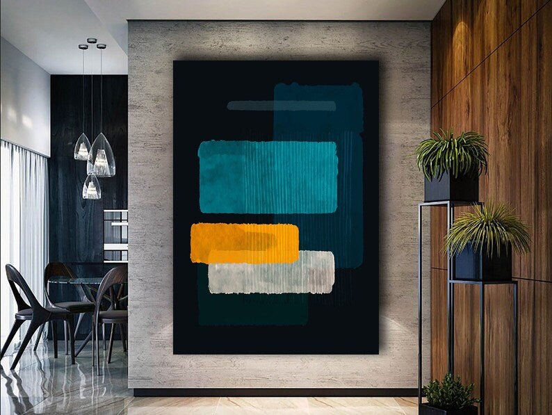 Mark Rothko Turquoise Black Orange White Canvas Art