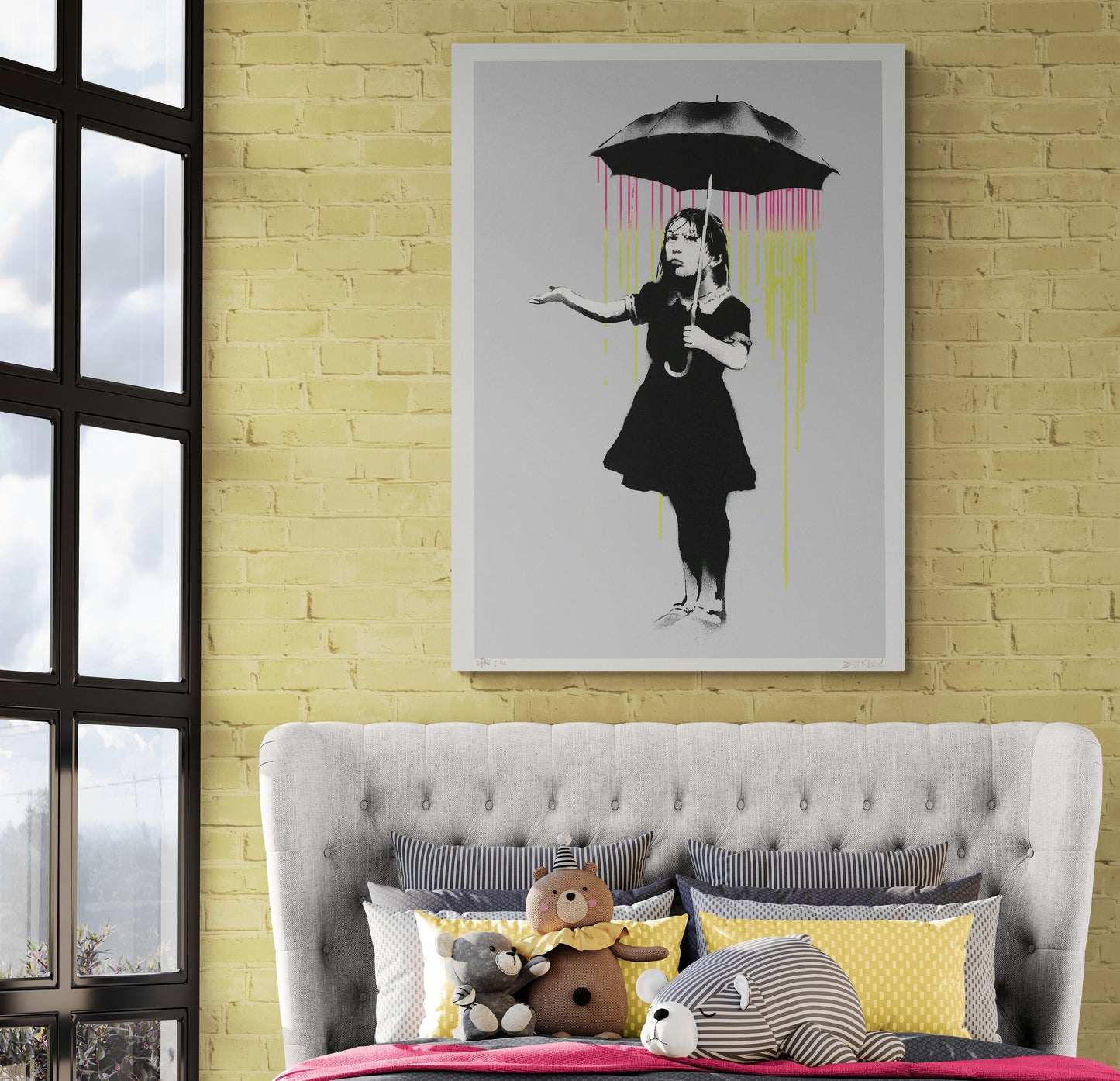 Banksy Girl with Umbrella Art Canvas