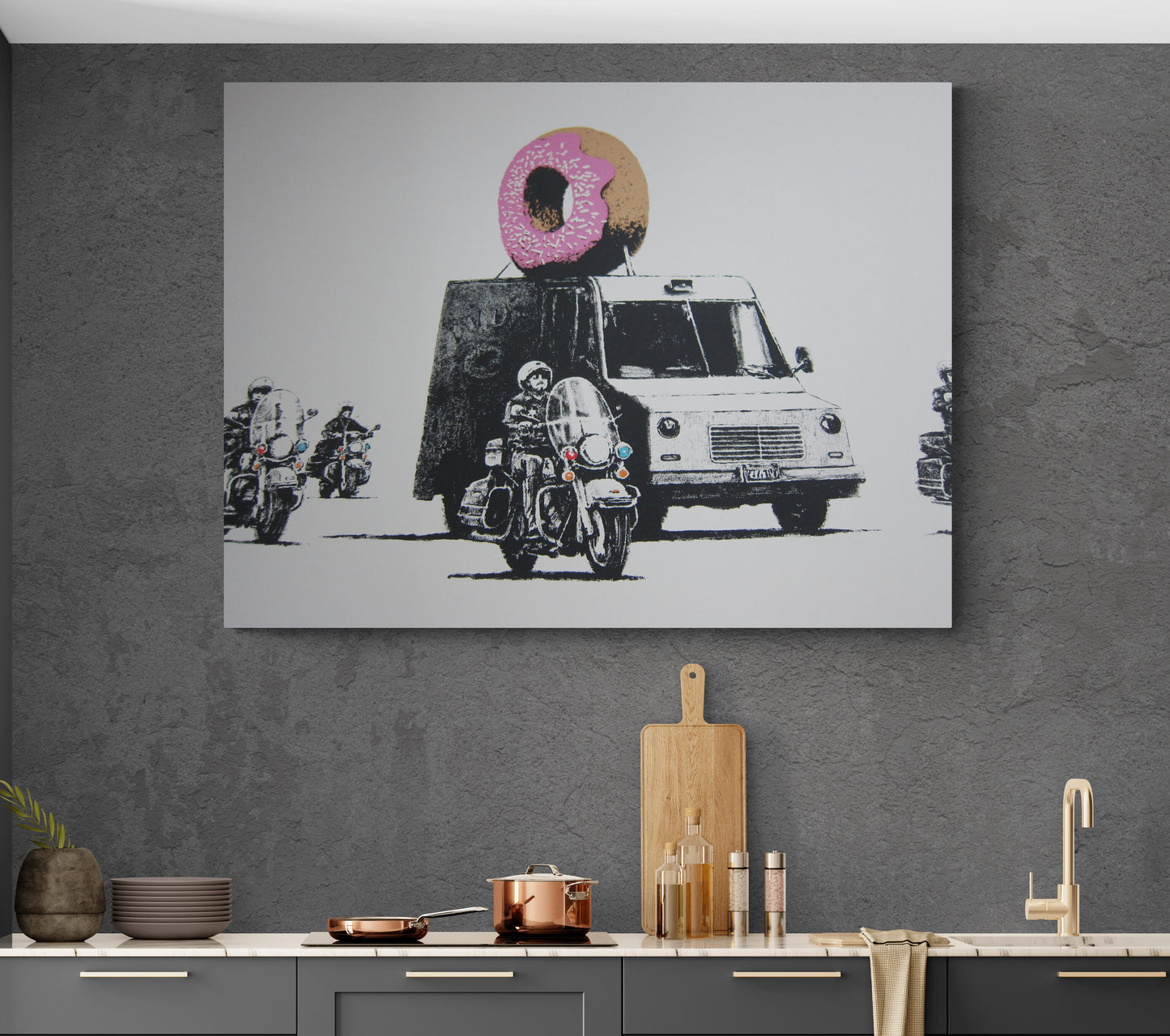 Banksy Strawberry Donuts Art Canvas