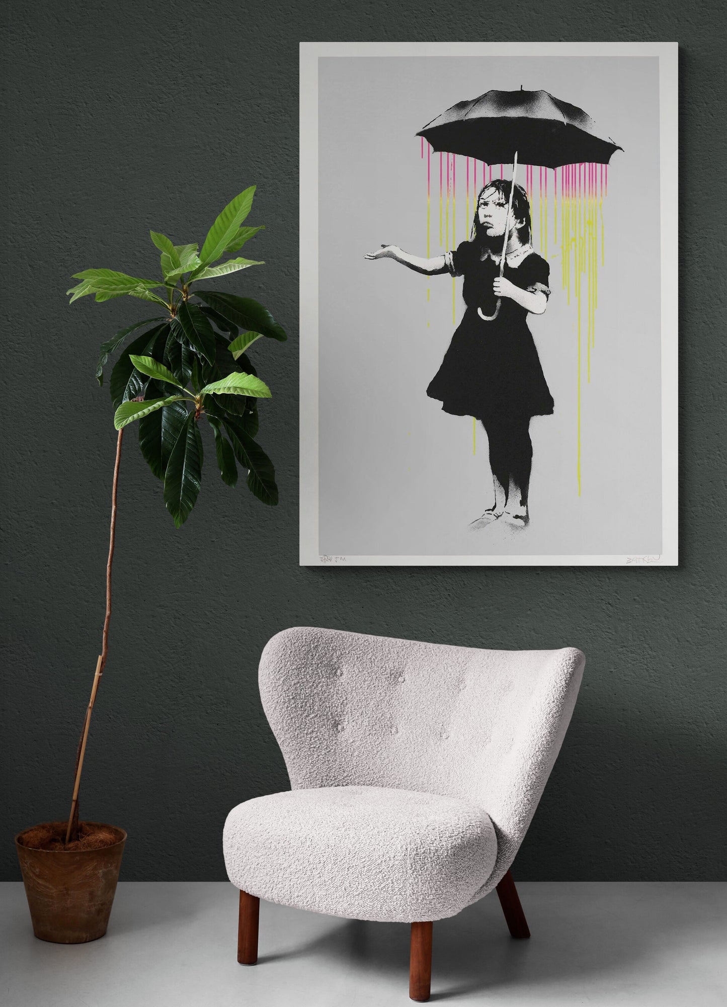 Banksy Girl with Umbrella Art Canvas