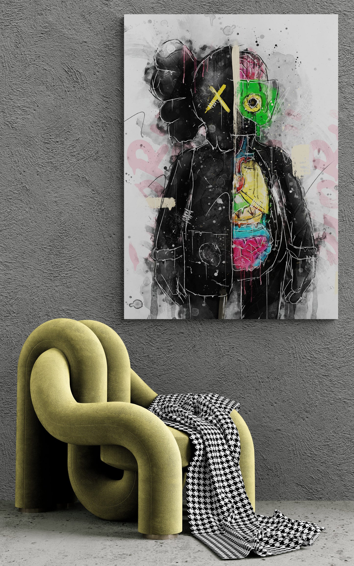 Kaws Hypebeast Half Robot Wall Art Canvas