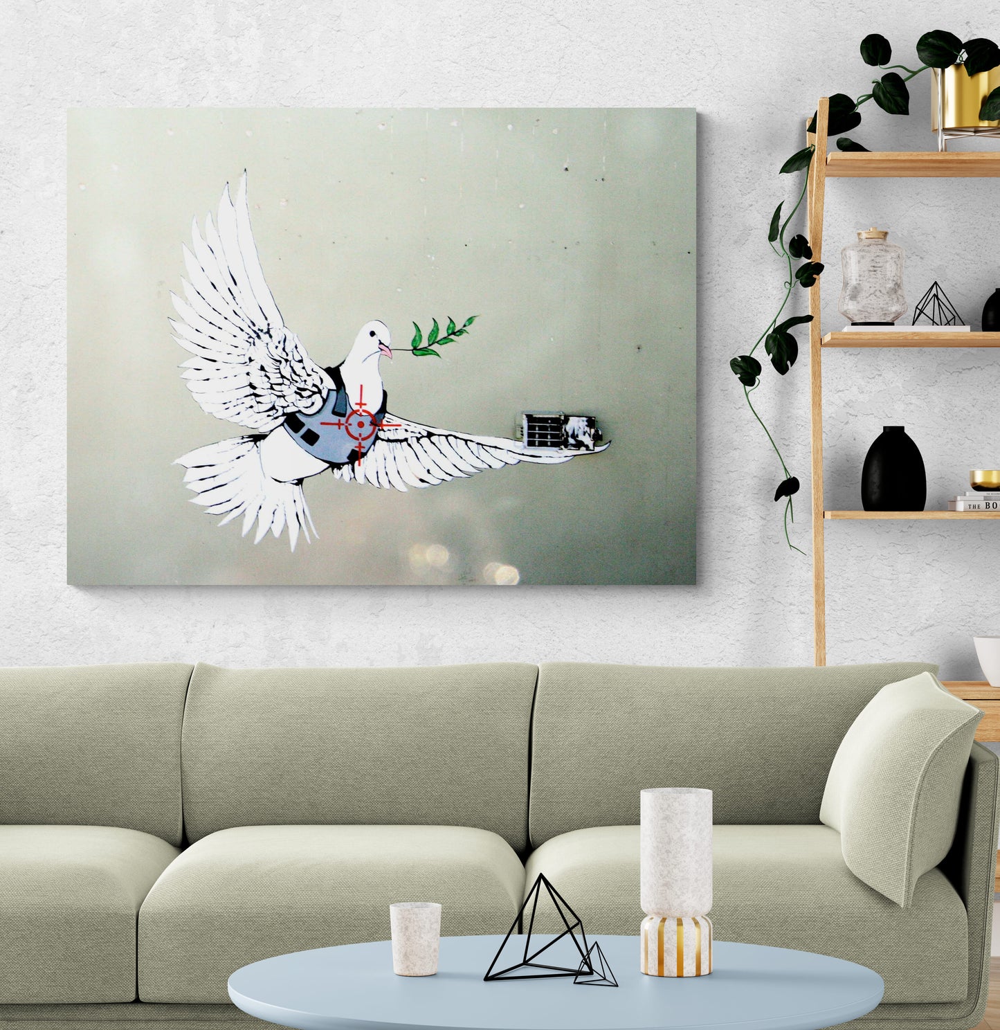 Banksy Armored Peace Dove Wall Art Canvas