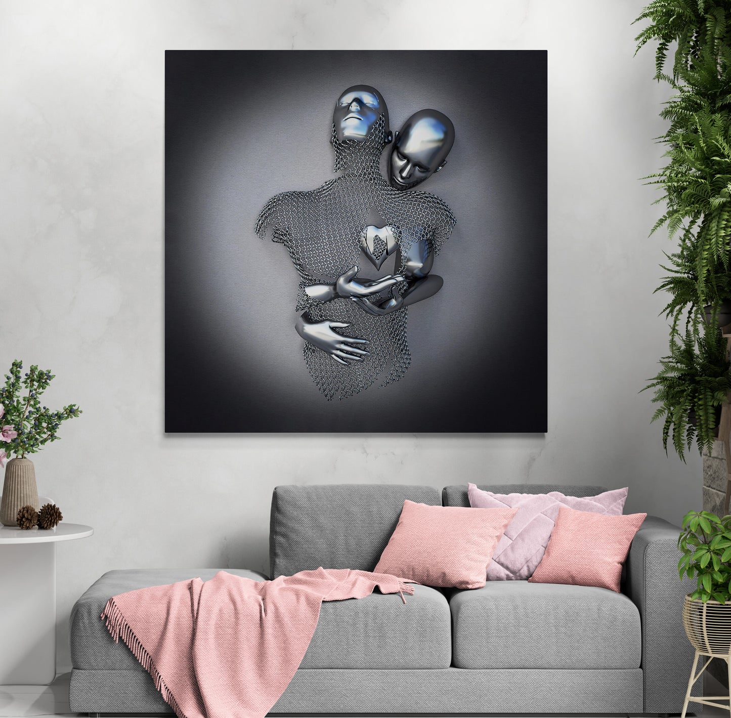 3D Effect Heart of Man Canvas Love Heart Canvas Wall Art