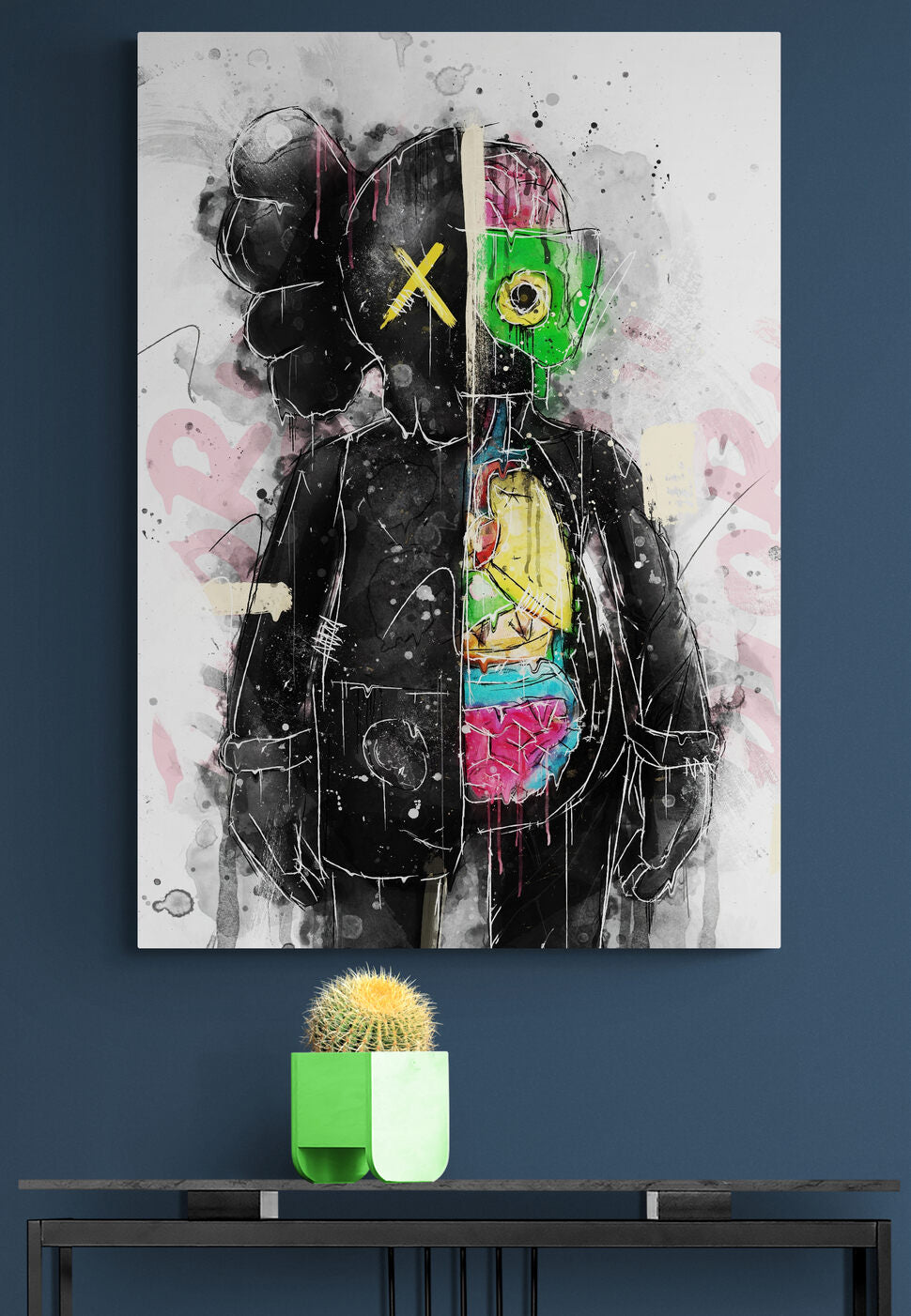 Kaws Hypebeast Half Robot Wall Art Canvas