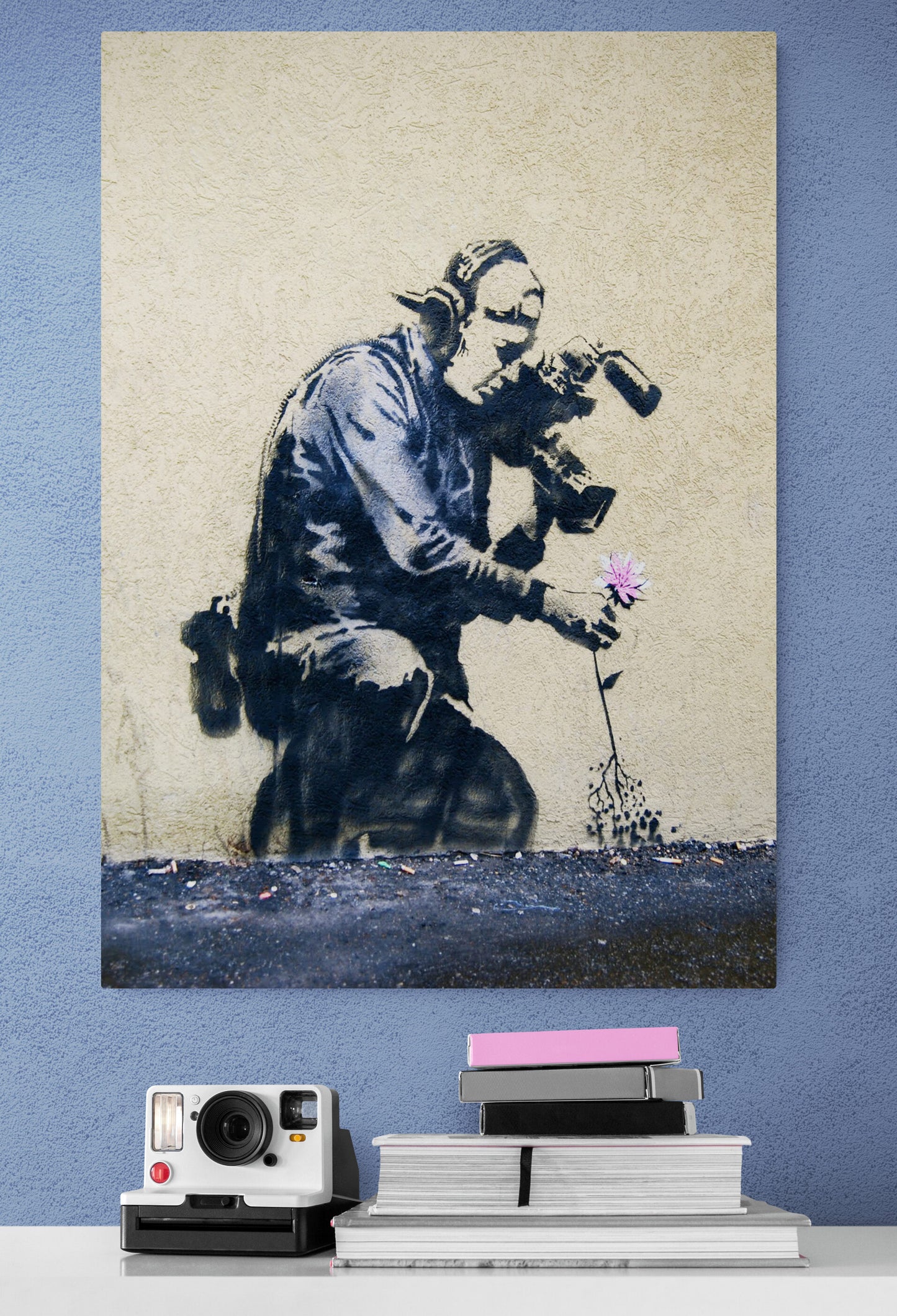 Banksy Cameraman and Flower Art Canvas