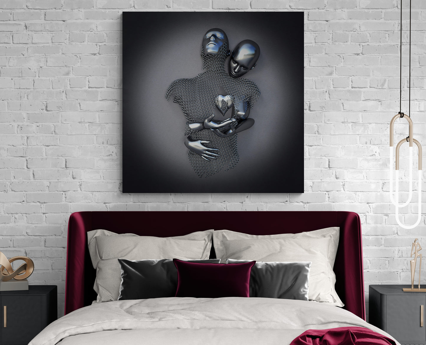 3D Effect Heart of Man Canvas Love Heart Canvas Wall Art