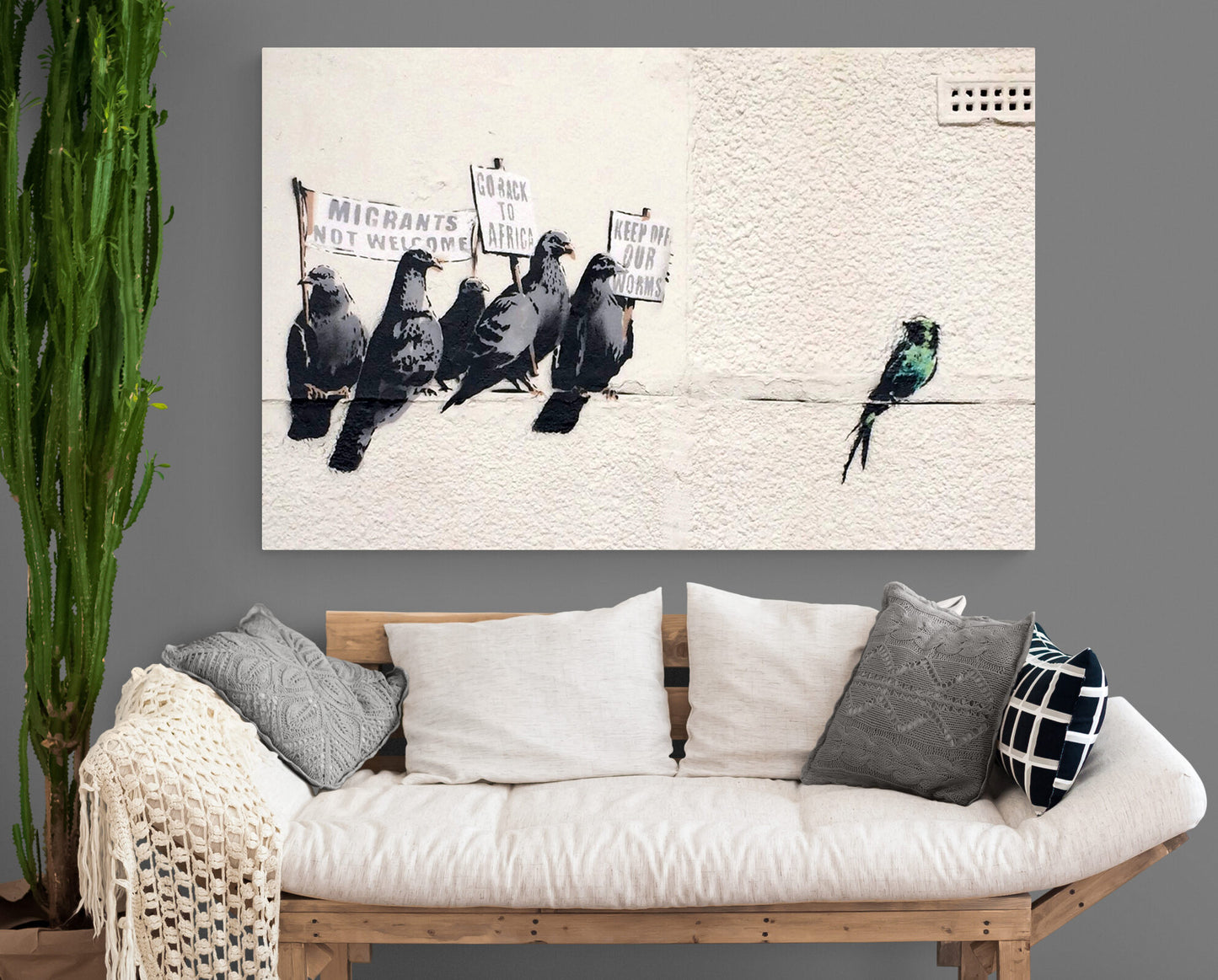 Banksy Street Art Protesting Birds Canvas